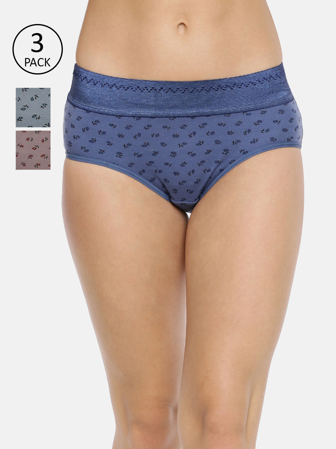 Red Rose Women Pack of 3 Assorted Hipster Briefs Binal Print-XXL