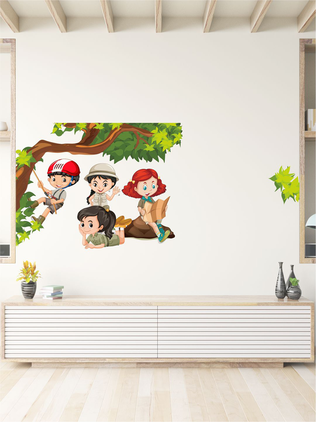 rawpockets Green & Brown Kids Activity PVC Wall Sticker