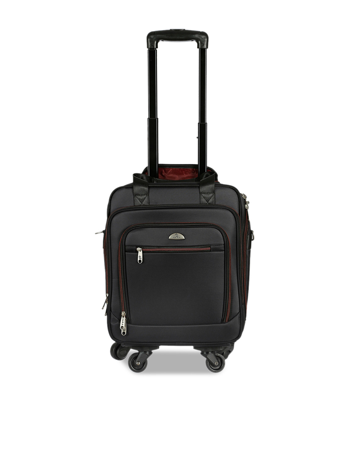 Kara Black Solid 360-Degree Rotation Overnighter Laptop Trolley Bag