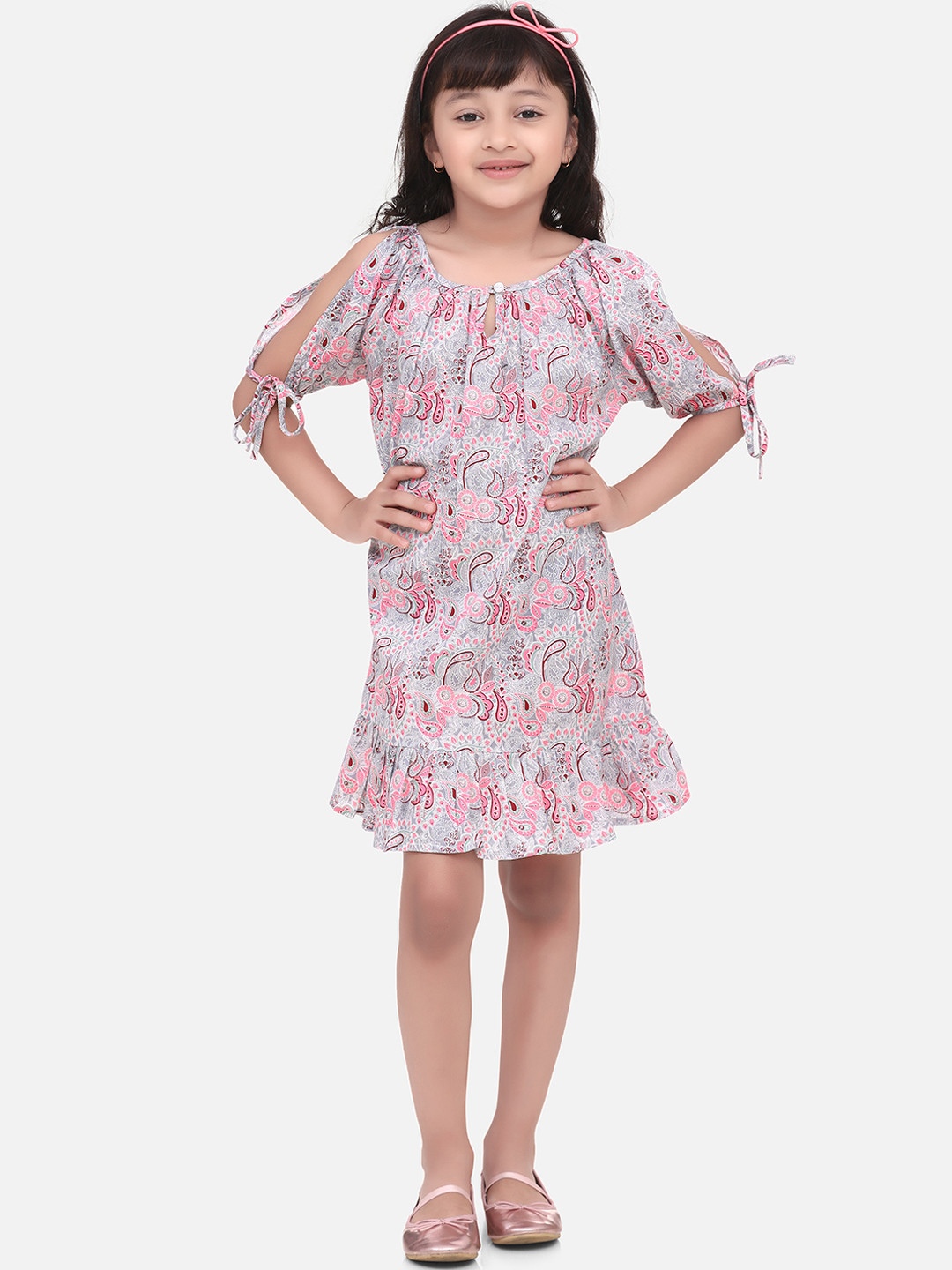 StyleStone Girls Pink Printed A-Line Dress