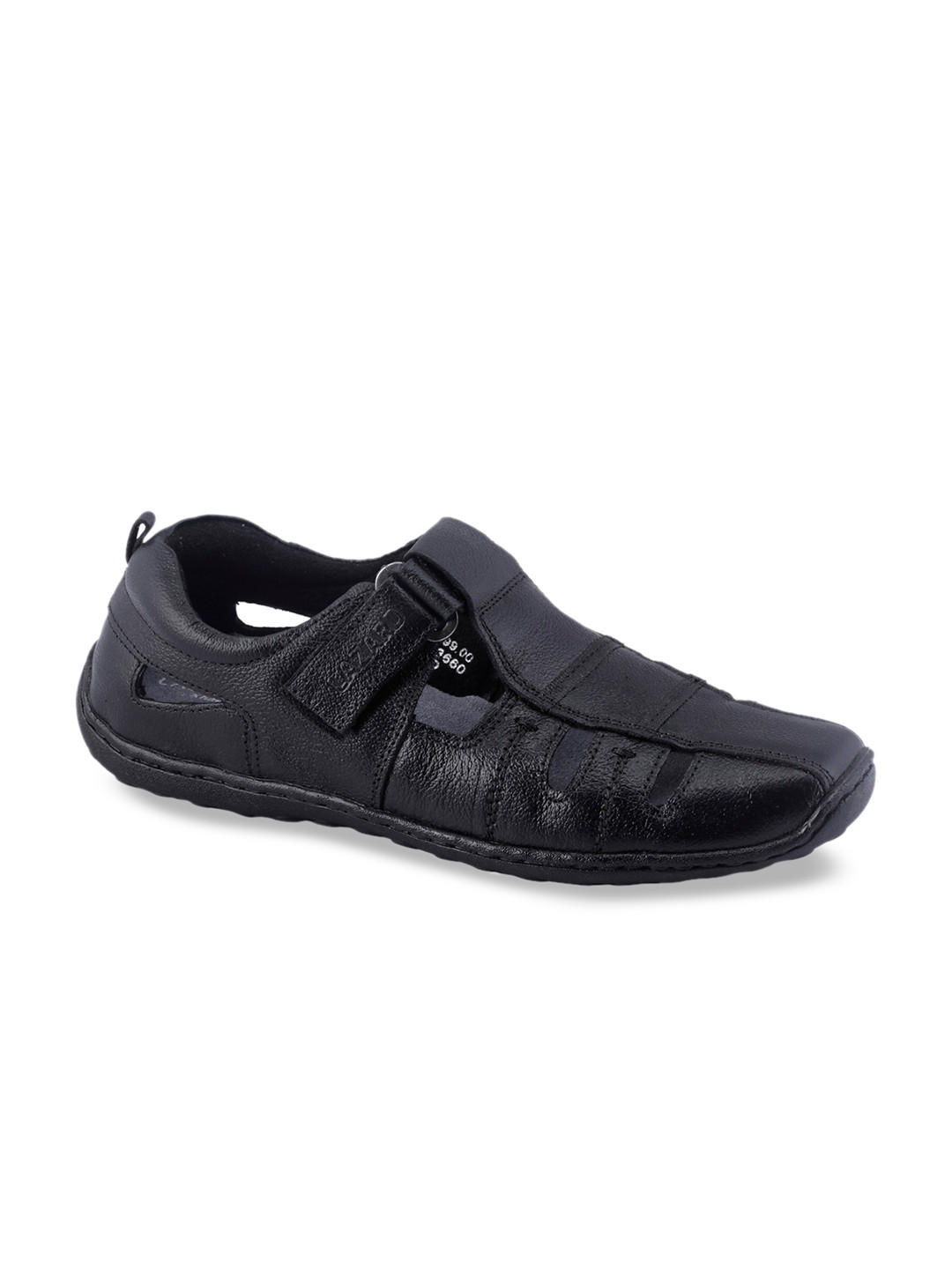 Khadims Men Black Leather Sandals