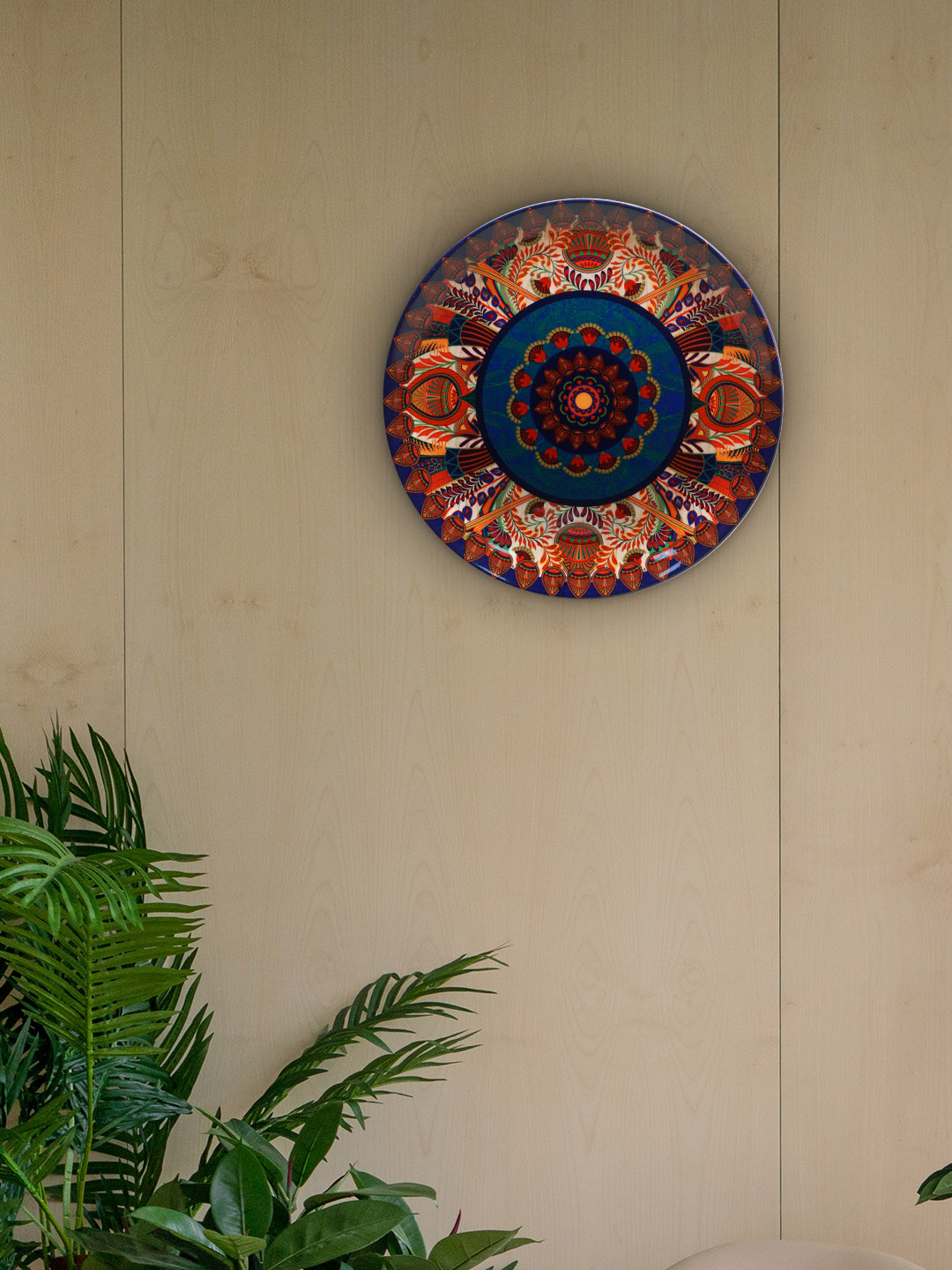 KOLOROBIA Egyptian Tranquility Ceramic Ethnic Motifs Glossy Hanging Hall Wall Plates-10In