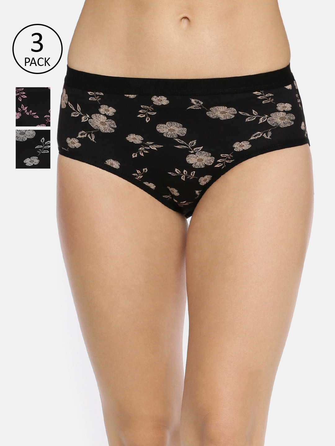 Red Rose Women Pack Of 3 Assorted Basic Briefs Vergin-XXL