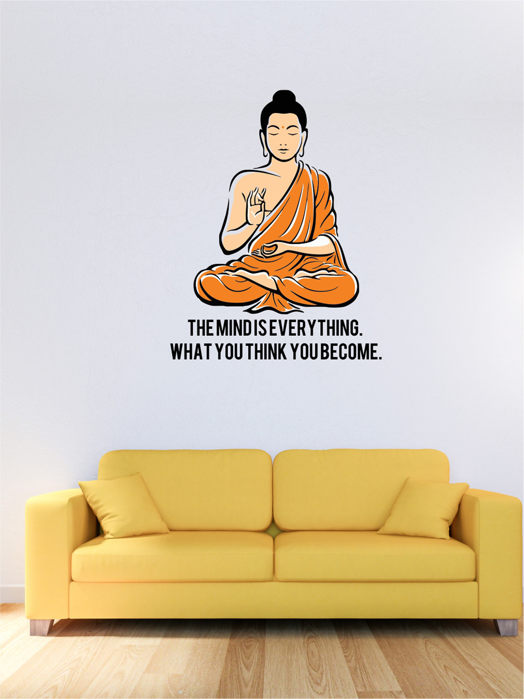 rawpockets Orange & Black Buddha & Quote Wall Sticker