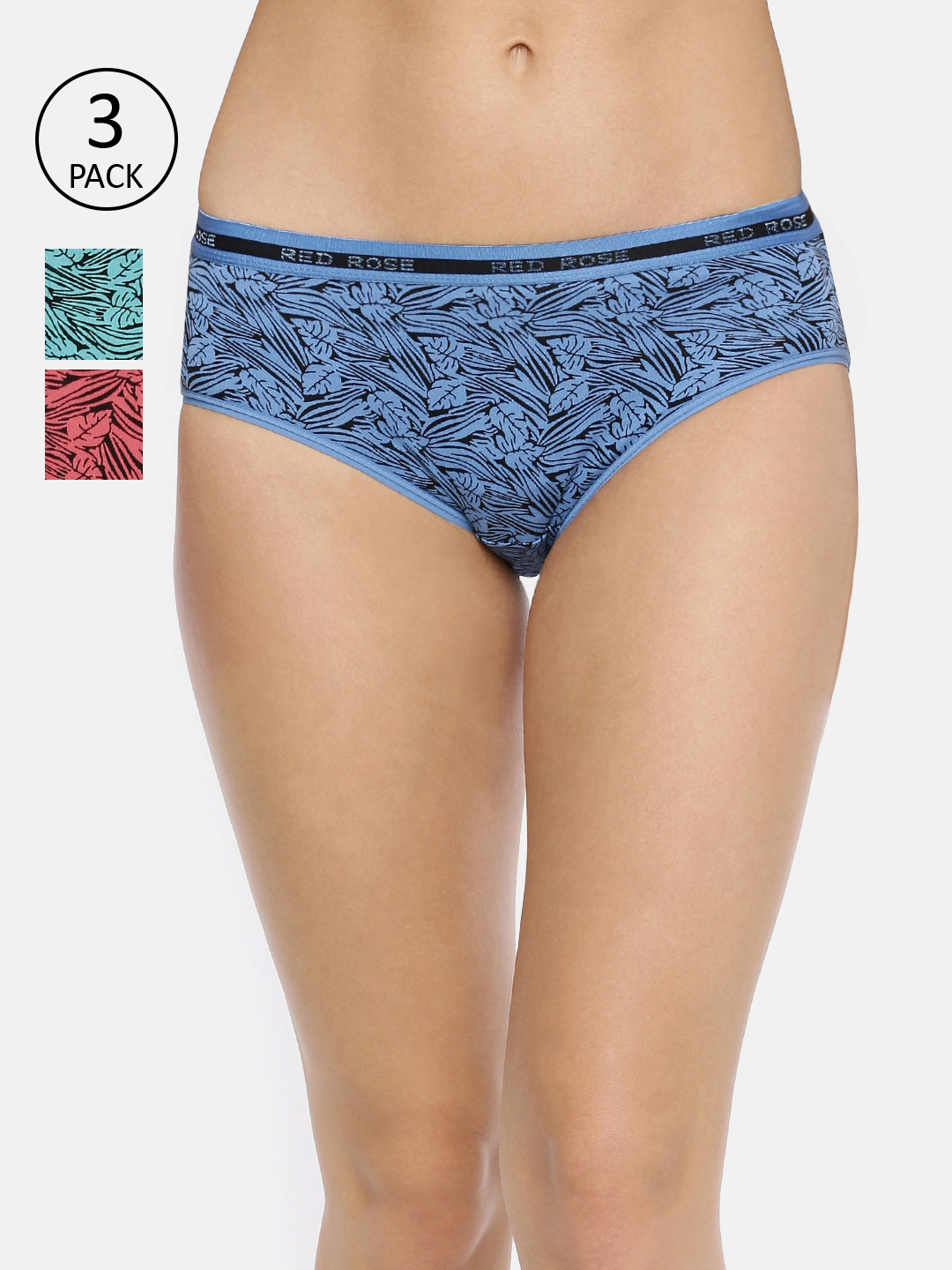 Red Rose Women Pack of 3 Assorted Hipster Briefs Pooja-4XL