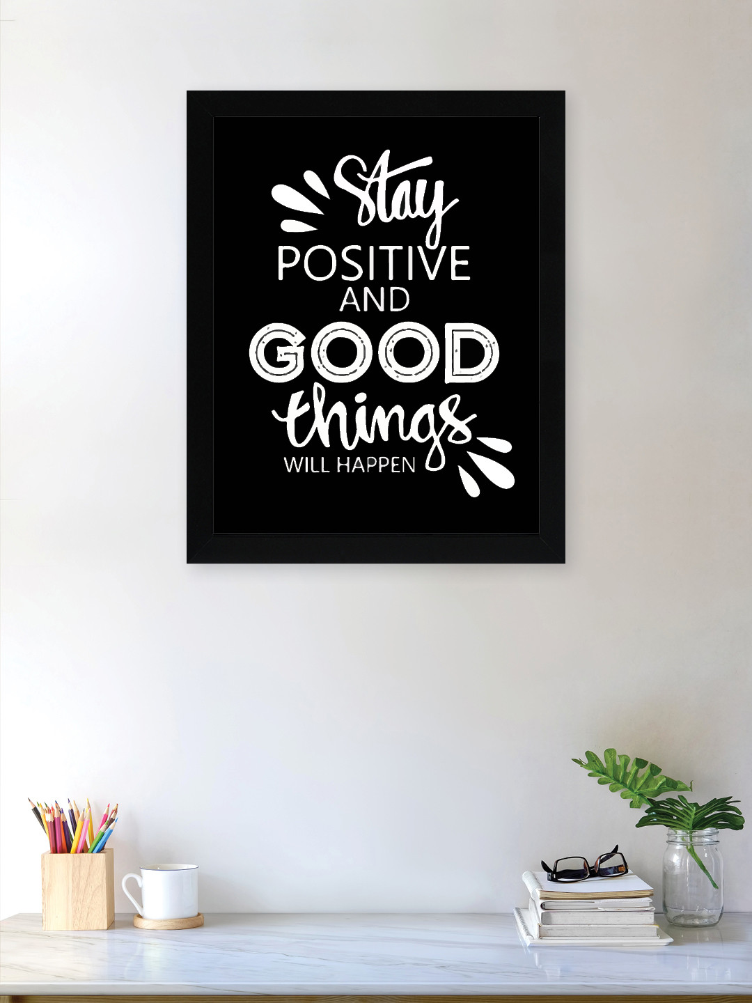 nest ART Black & White Motivational Thoughts Printed Framed Wall Art