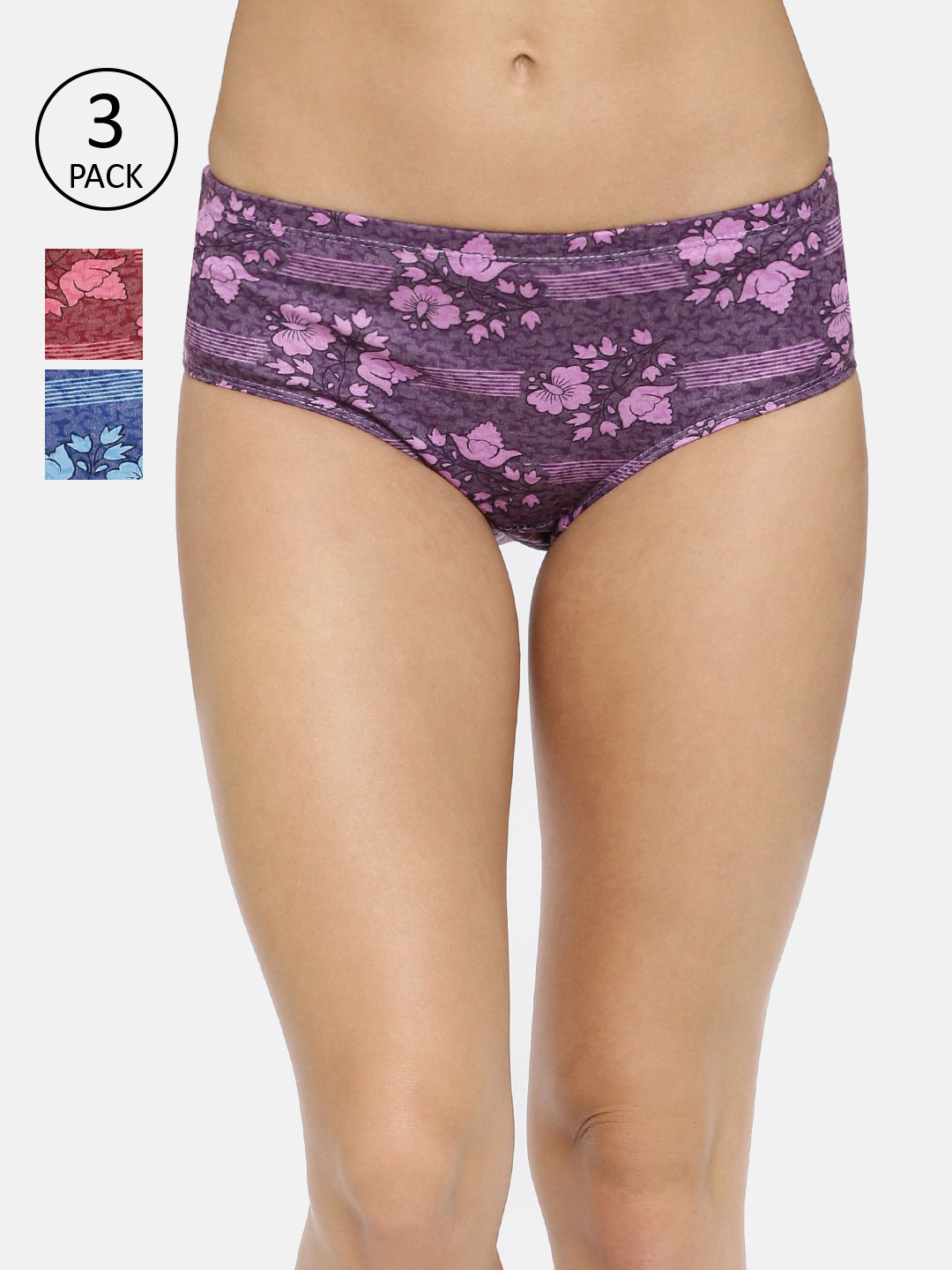 Red Rose Women Pack Of 3 Assorted Hipster Briefs Dear-M