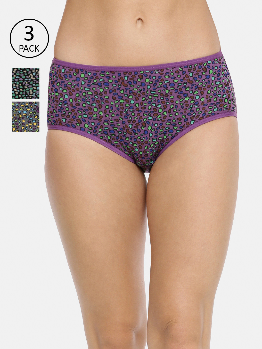 Red Rose Women Pack Of 3 Assorted Hipster Briefs Mann-4XL