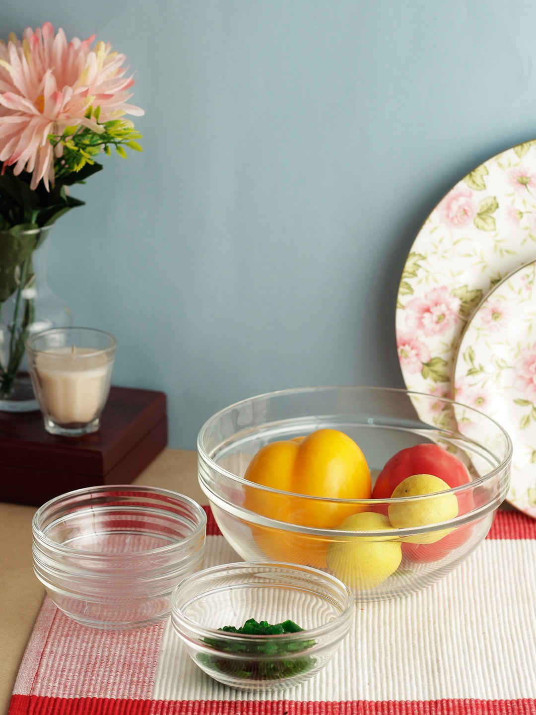 Luminarc Set Of 7 Transparent Solid Stackable Glass Bowls