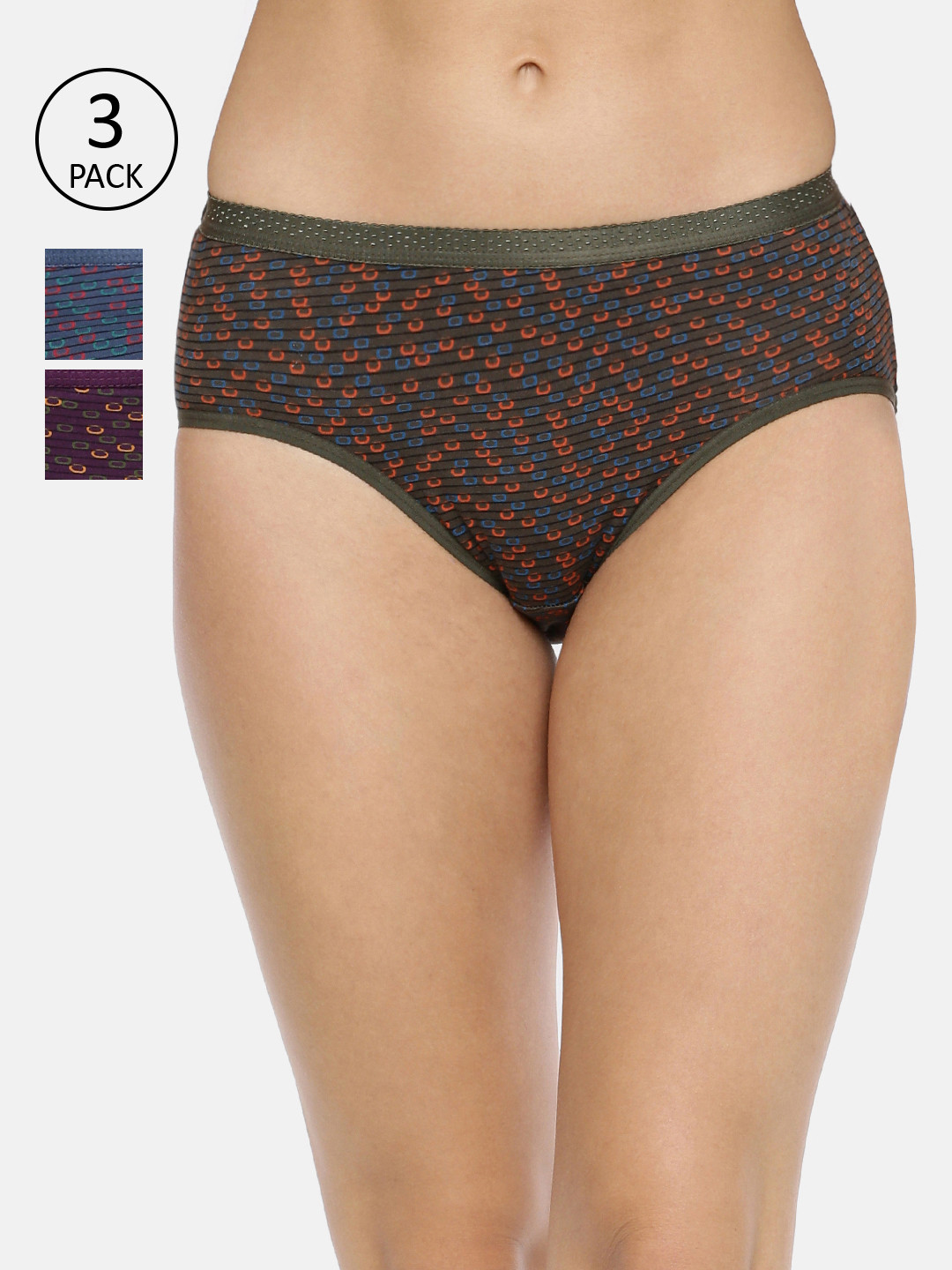 Red Rose Women Pack Of 3 Assorted Basic Briefs Jassi-4XL