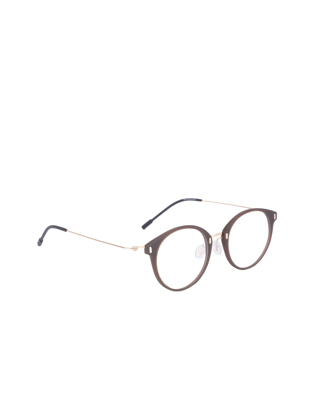 MARC LOUIS Unisex Brown & Gold-Toned Solid Full Rim Round Frames ML2232 C08 49 FR