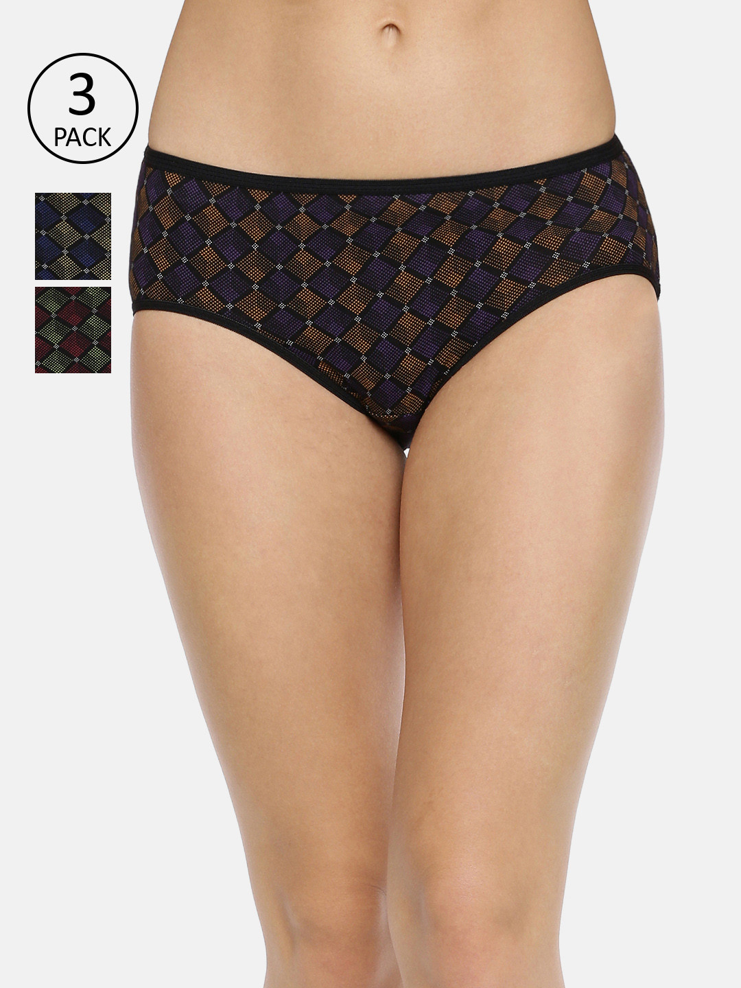 Red Rose Women Pack of 3 Assorted Hipster Briefs Pallavi-XXL
