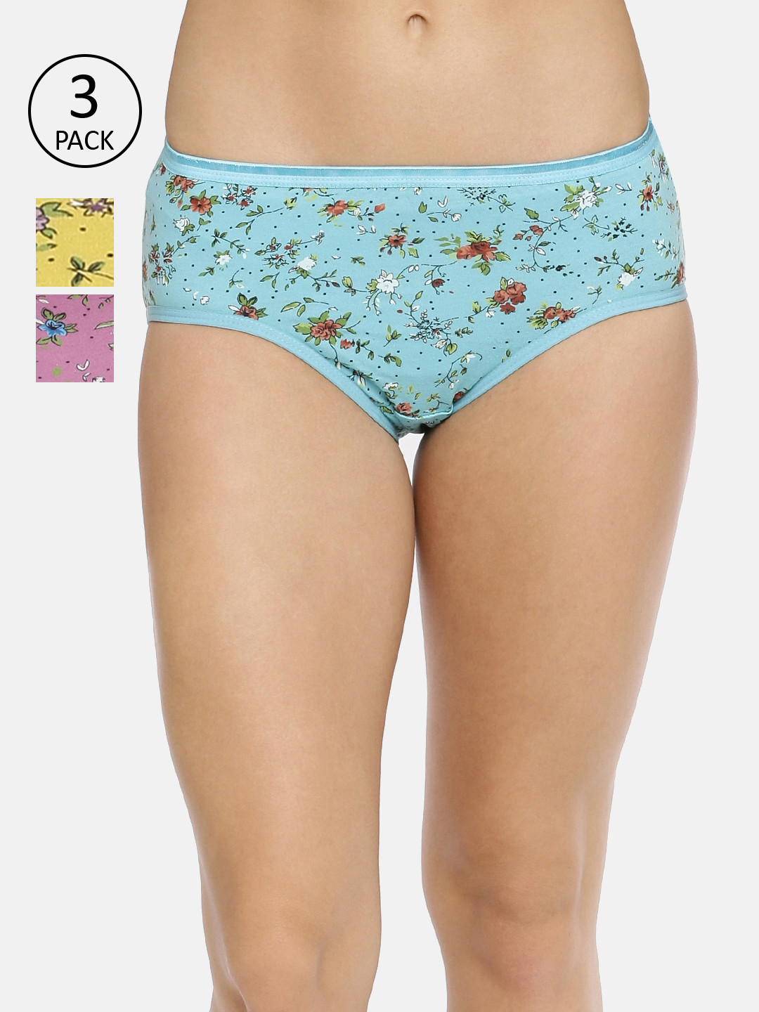 Red Rose Women Pack Of 3 Assorted Hipster Briefs Garima-XXL