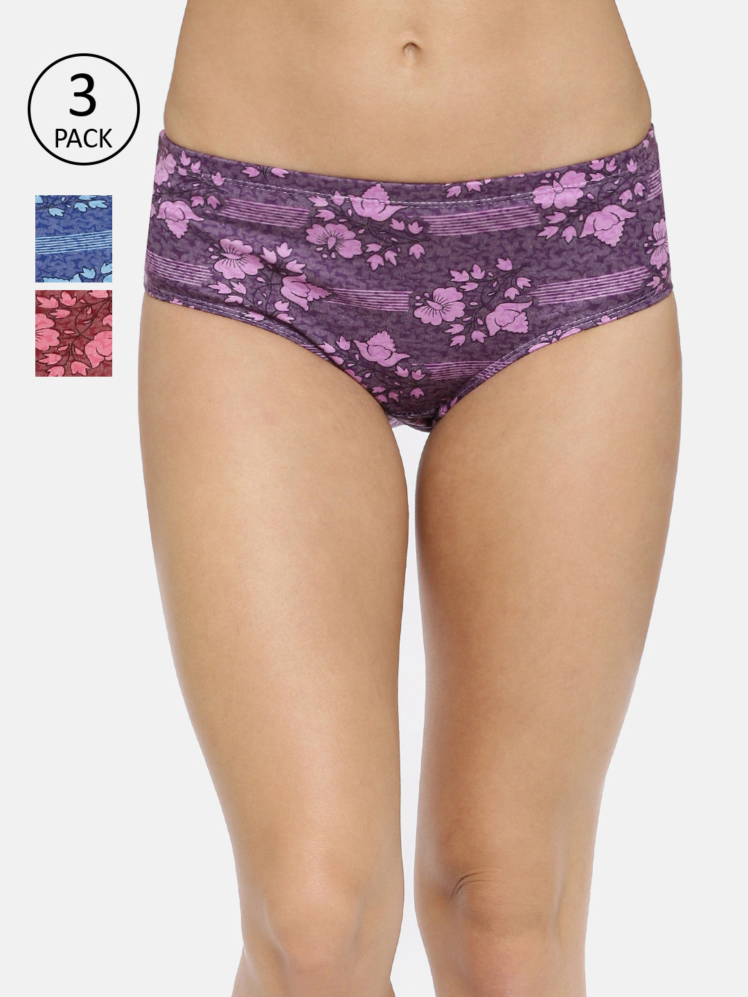 Red Rose Women Pack Of 3 Assorted Basic Briefs Dear-4XL