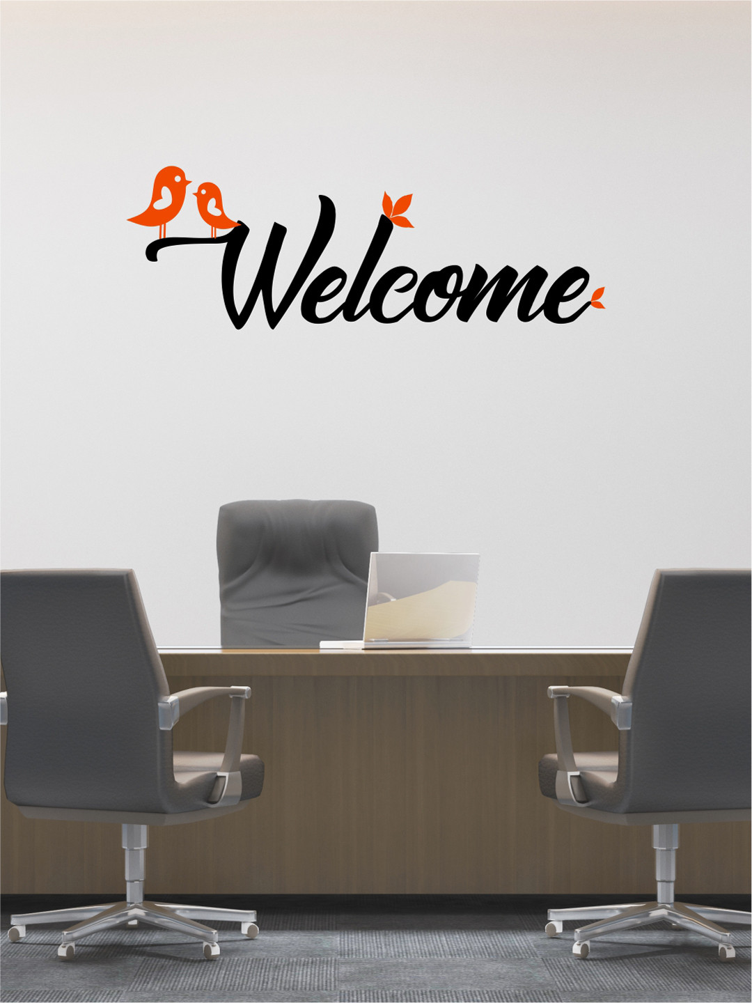 rawpockets Black & Red Welcome Bird Door Decorative Wall Stickers