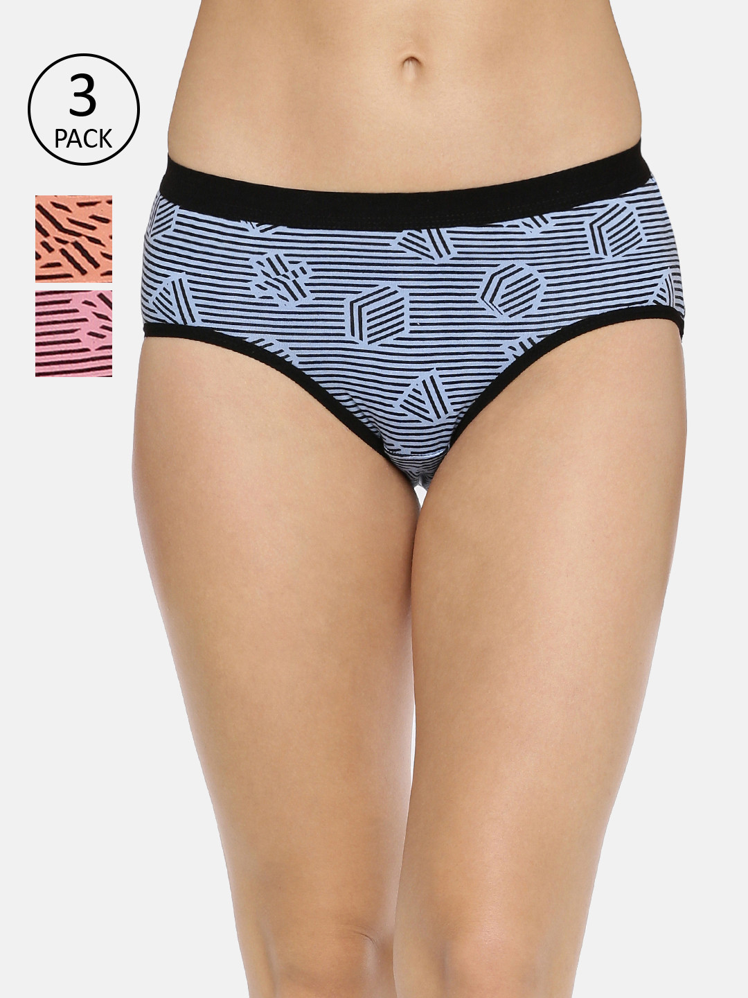 Red Rose Women Pack Of 3 Assorted Basic Briefs Hiramoti-3XL