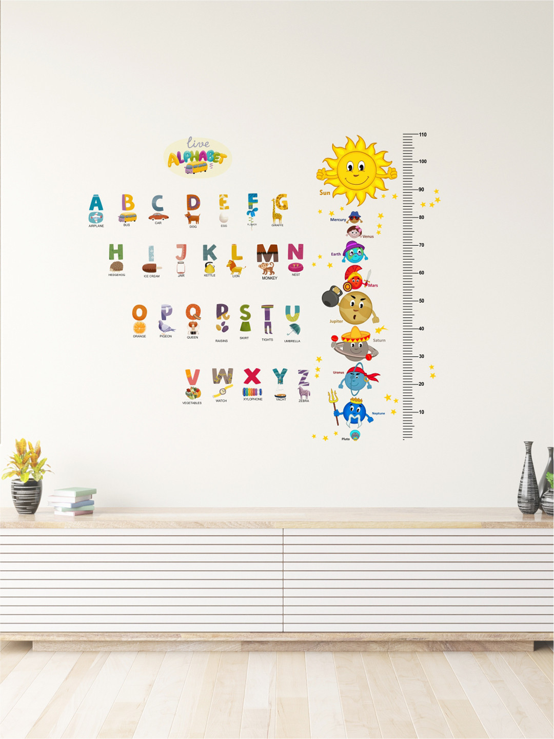 rawpockets Multicolour Solar System & Alphabets Combo Wall Stickers