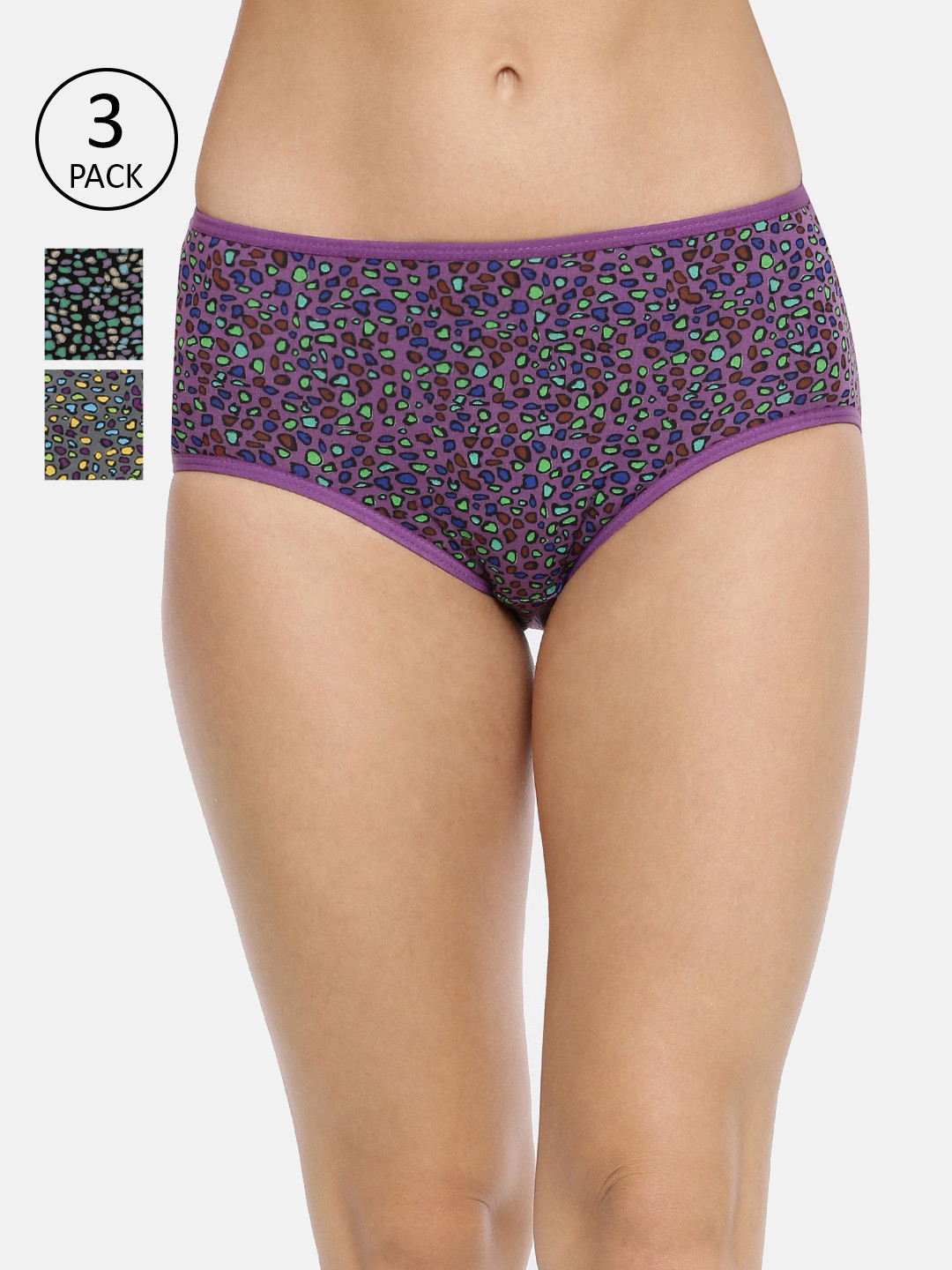 Red Rose Women Pack of 3 Assorted Hipster Briefs Mann-M