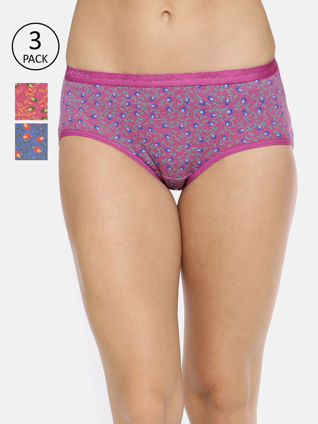 Red Rose Women Pack Of 3 Assorted Hipster Briefs