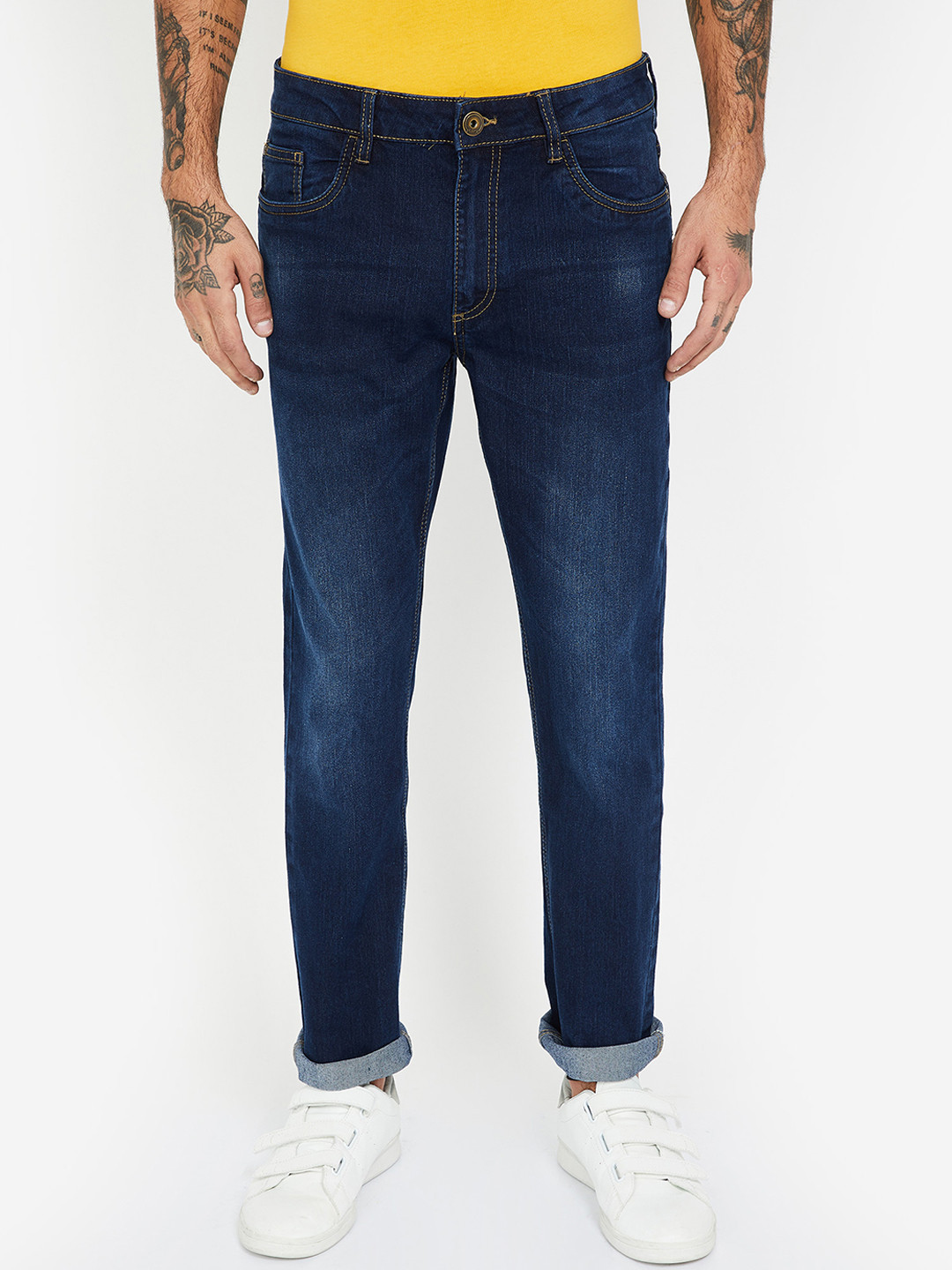 Forca by Lifestyle Men Navy Blue Slim Fit Mid-Rise Clean Look Jeans