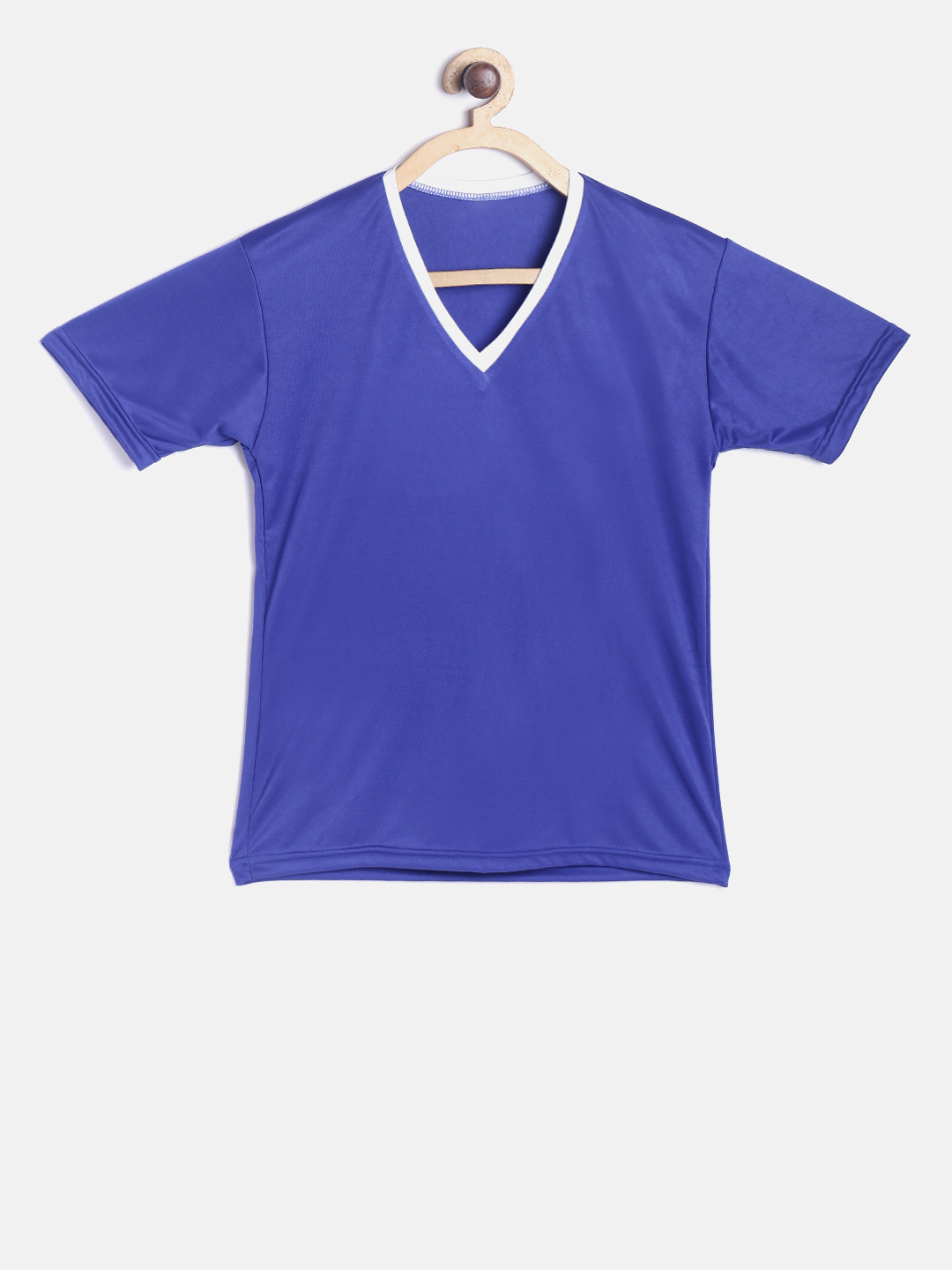 TINY HUG Boys Navy Blue Solid V-Neck T-shirt
