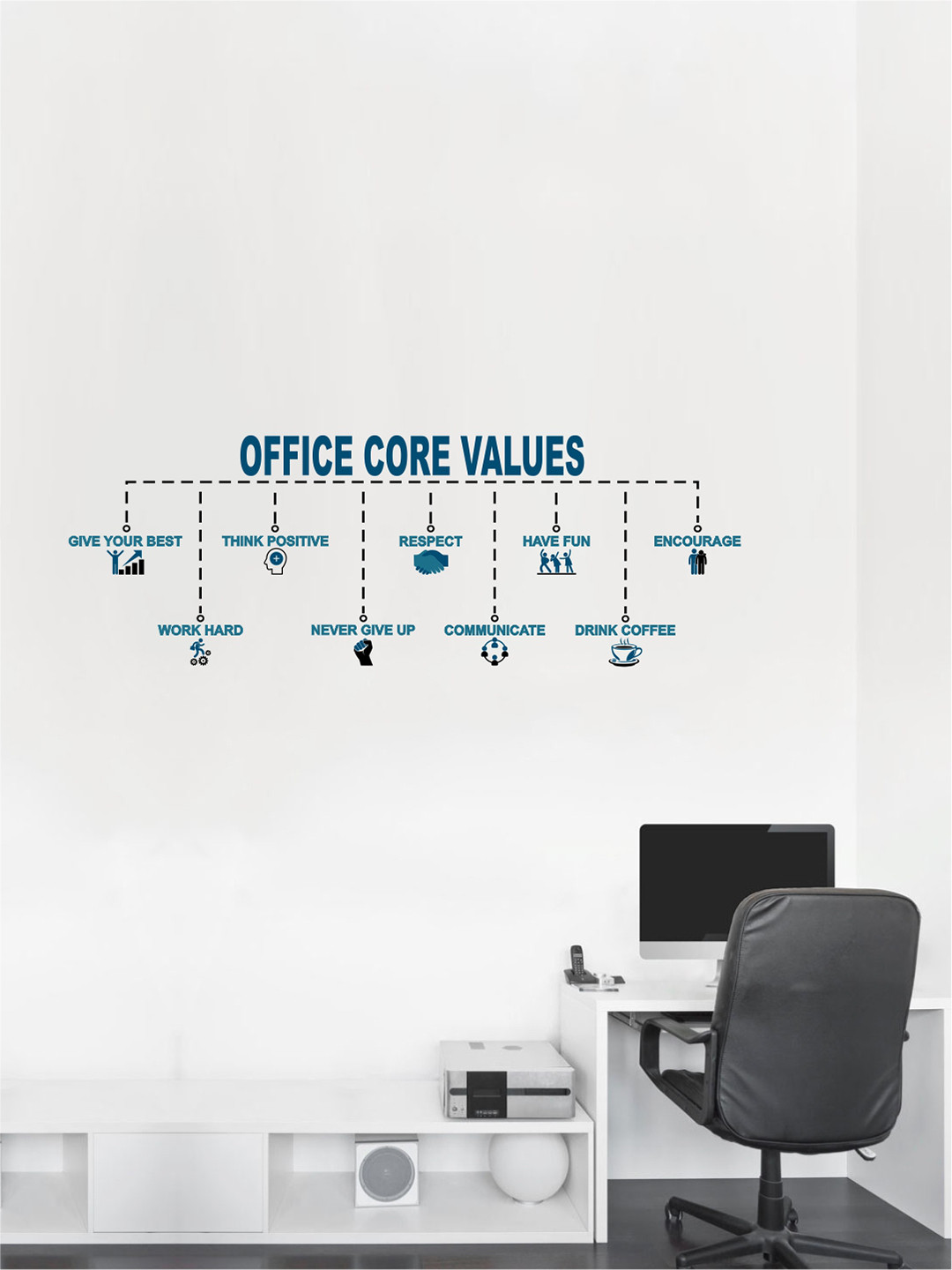 rawpockets Teal Blue Office Core Values Wall Sticker