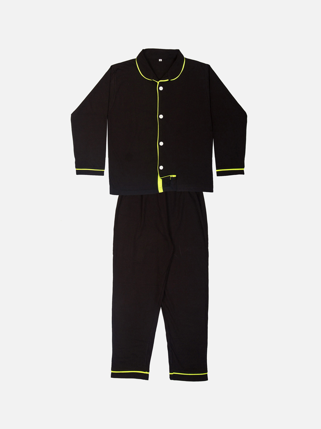 TINY HUG Boys Black Solid Shirt with Pyjamas