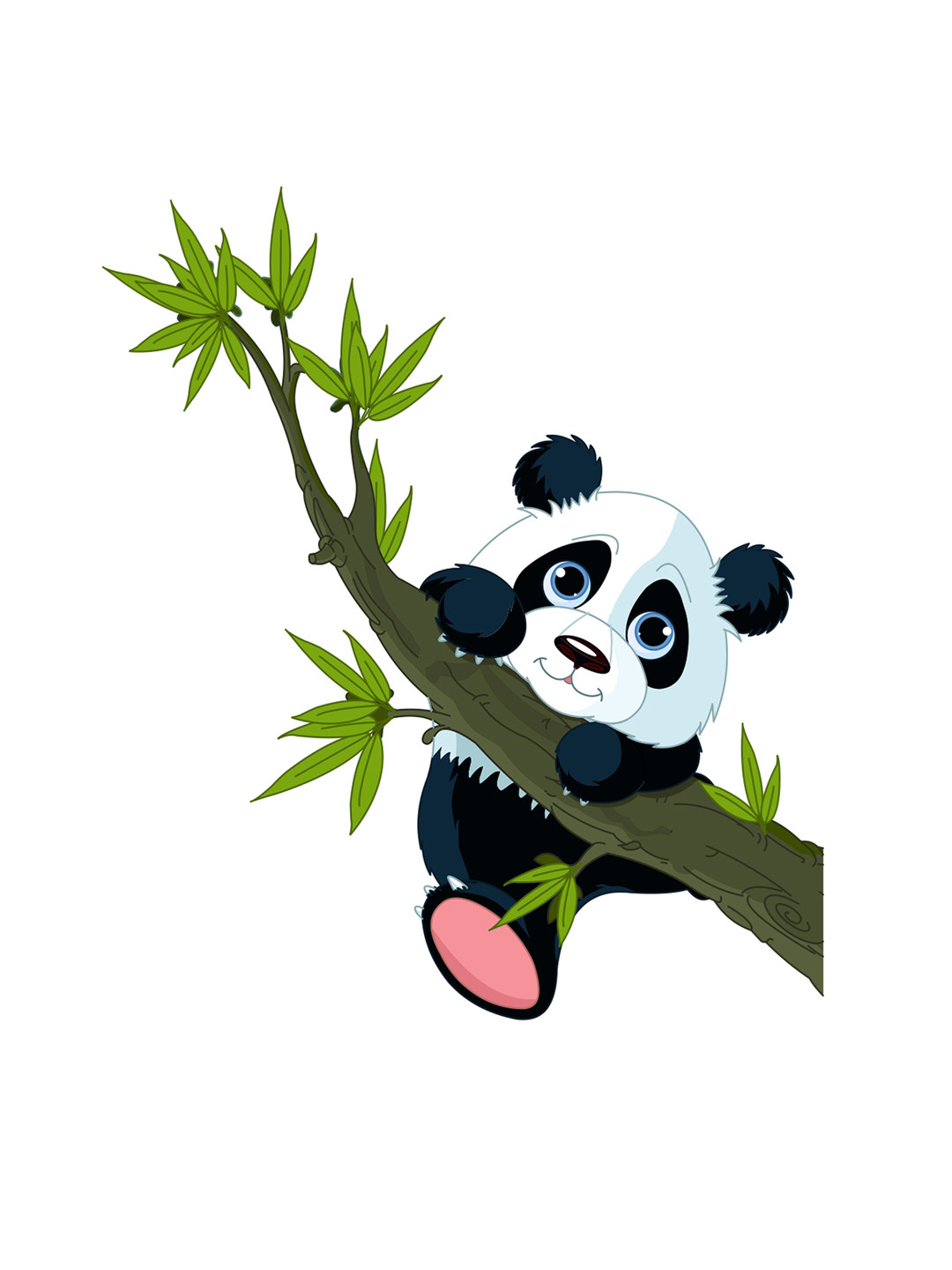 rawpockets Multicoloured Panda on Tree Wall Printed PVC Vinyl Wall Sticker