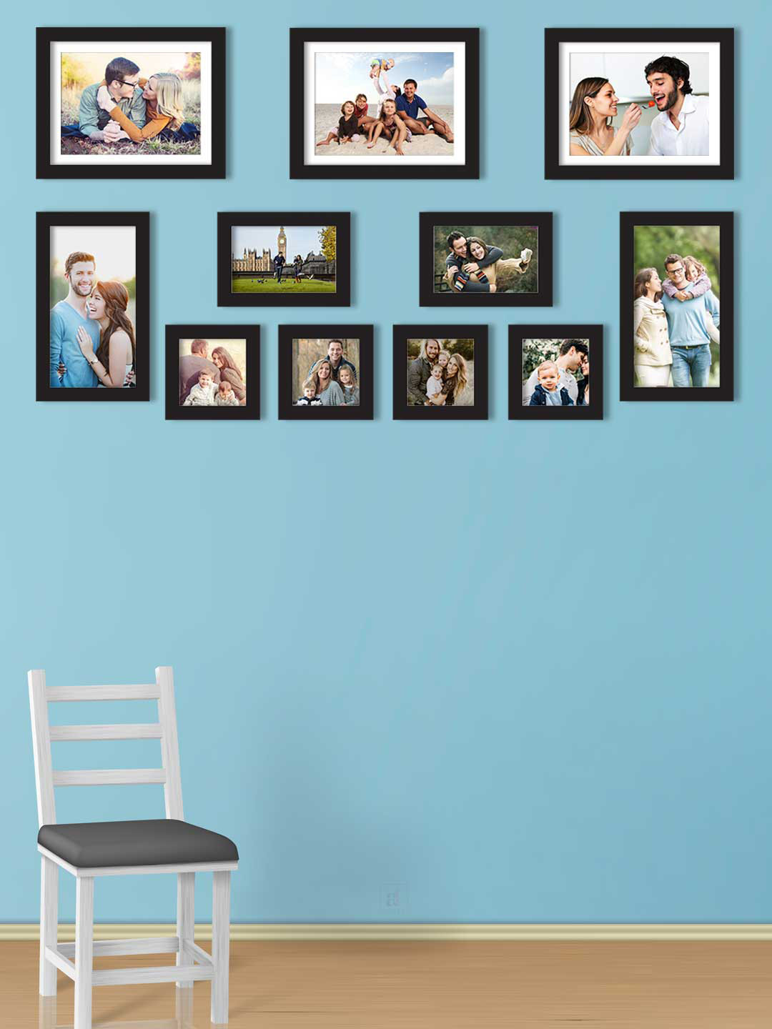Art Street Set Of 11 Black Solid Individual Acrylic Photo Frames