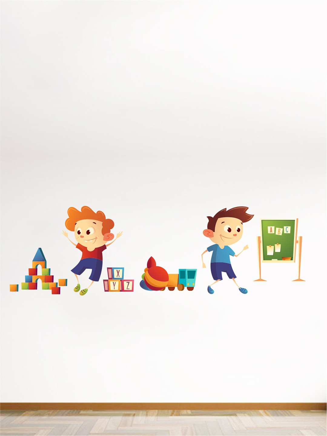 rawpockets Adults Orange And Green Kids Activities Printed Wall Stickers