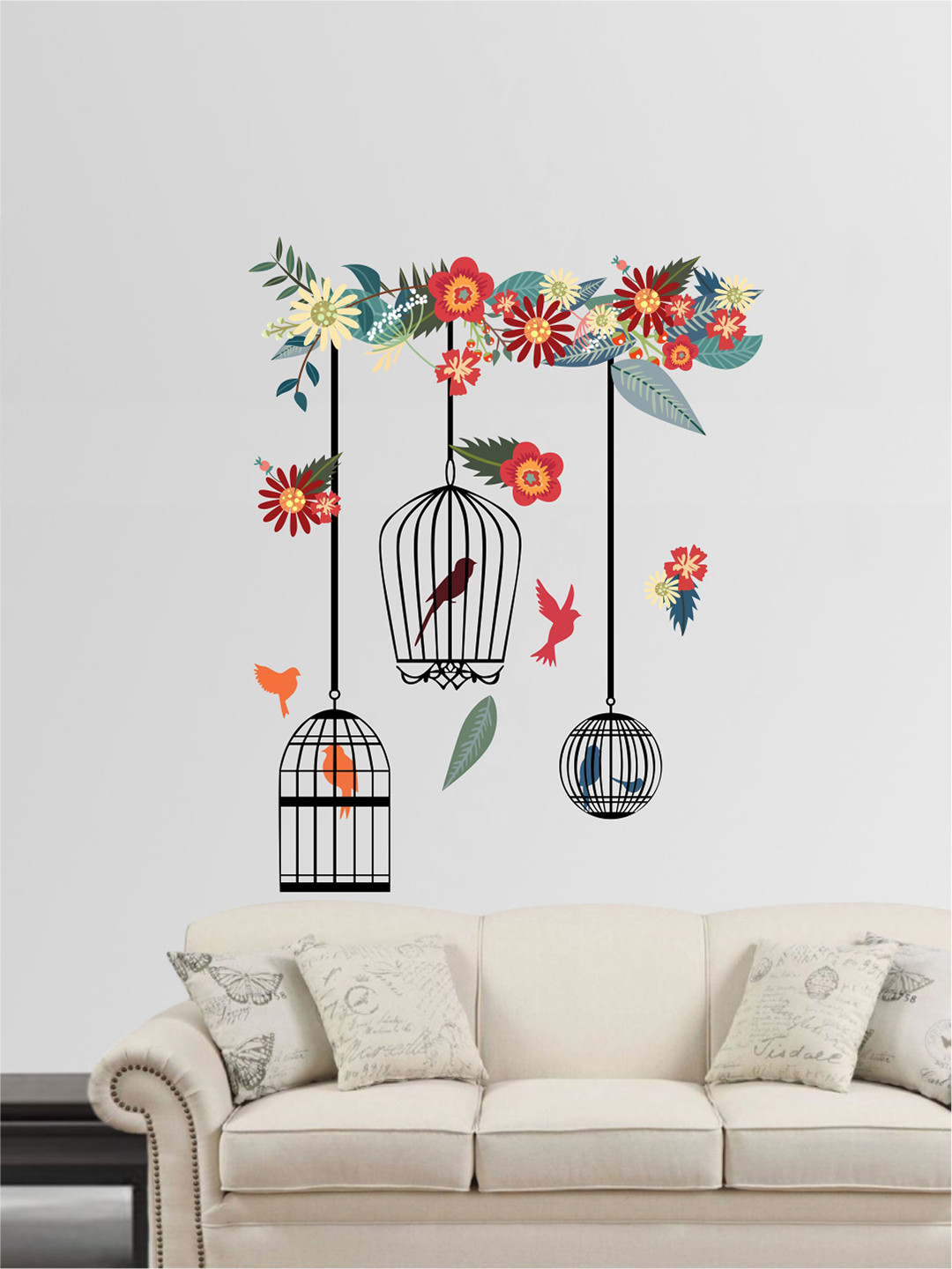 rawpockets Multicolored Adults Birds Cage Wall Stickers