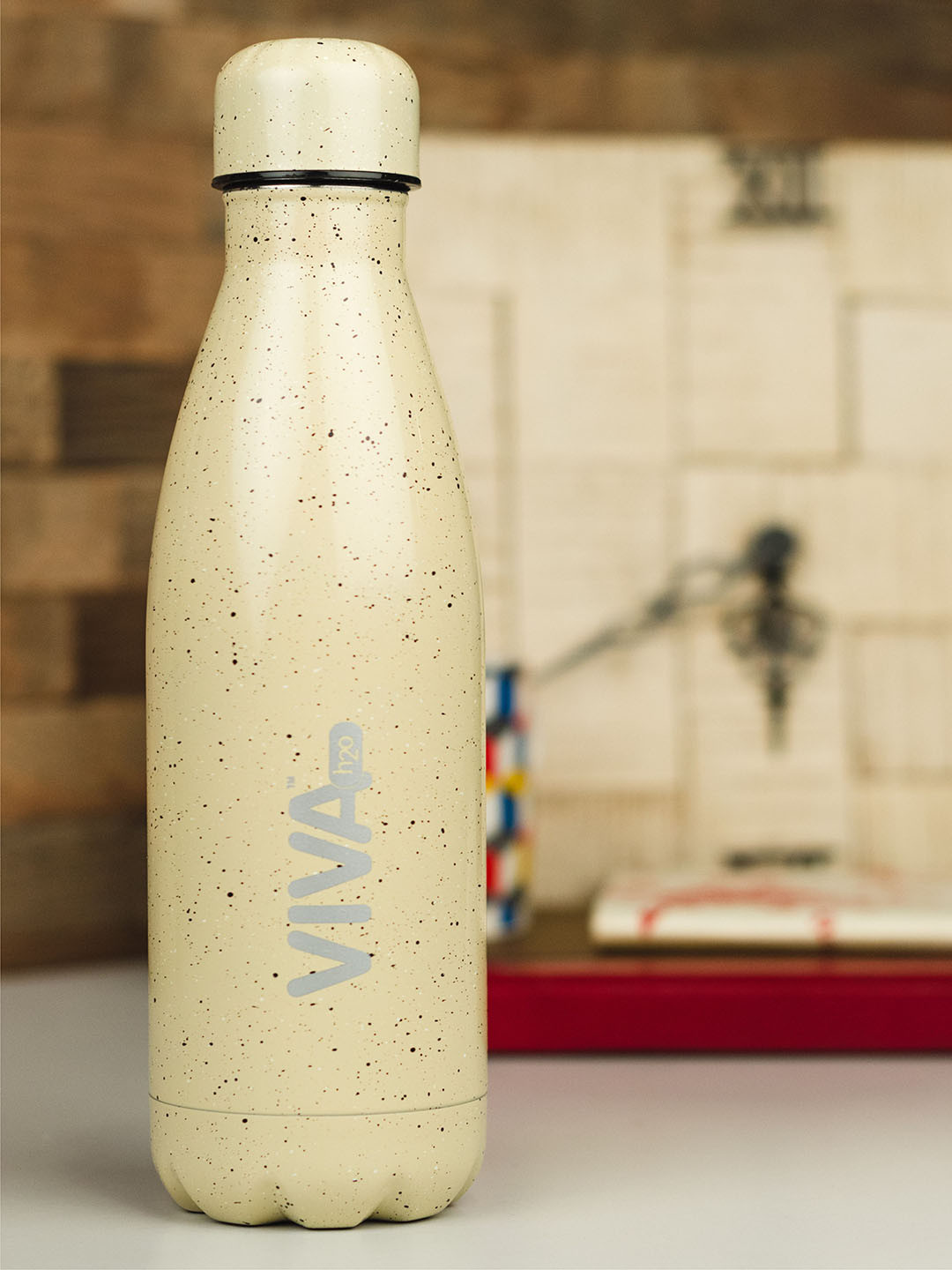 VIVA h2o Nirlon Cream Solid Stainless Steel Double Wall Vacuum Water Bottle - 800ml