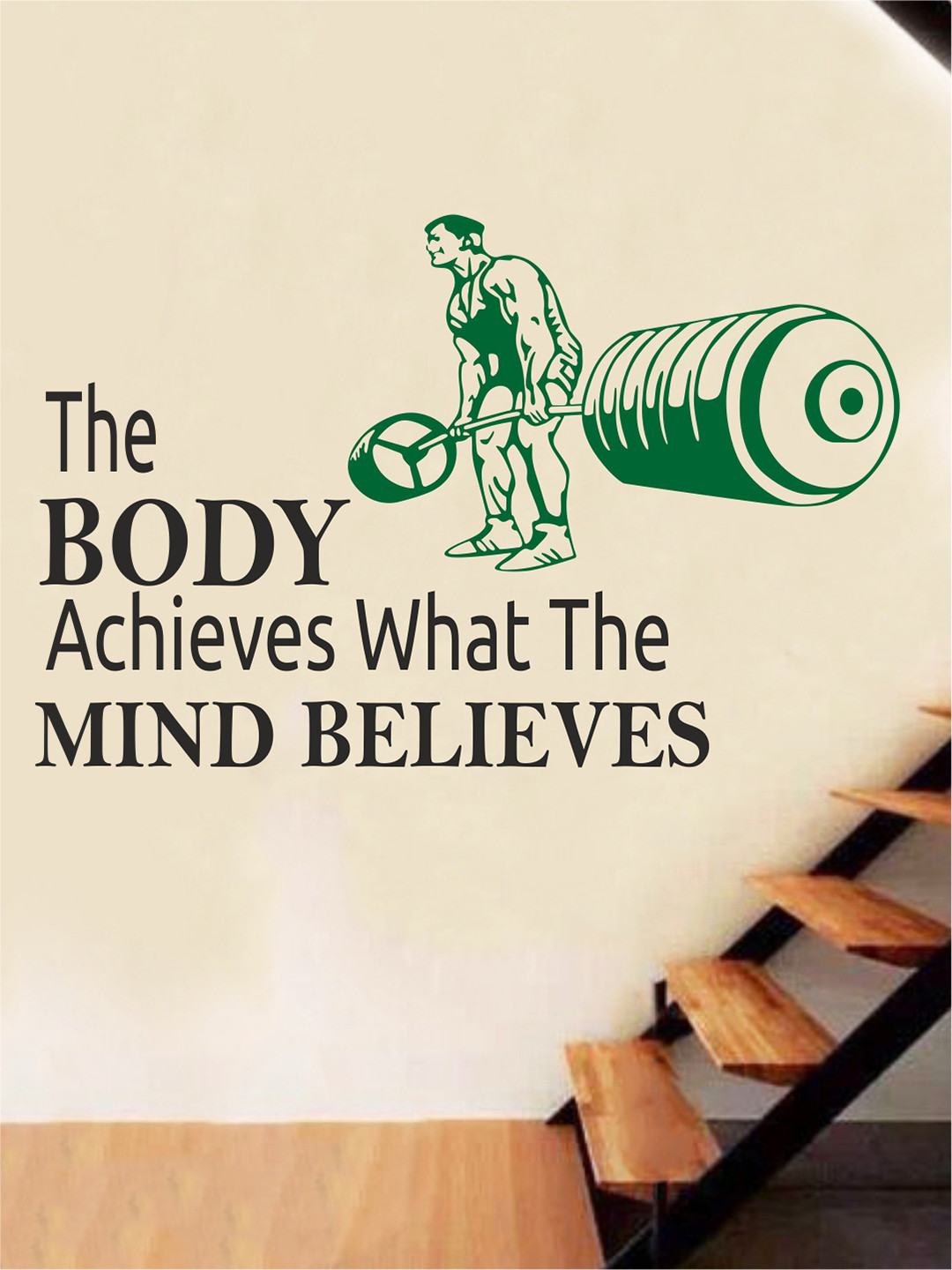 rawpockets Adults Green & Black Gym Quotes Wall Stickers