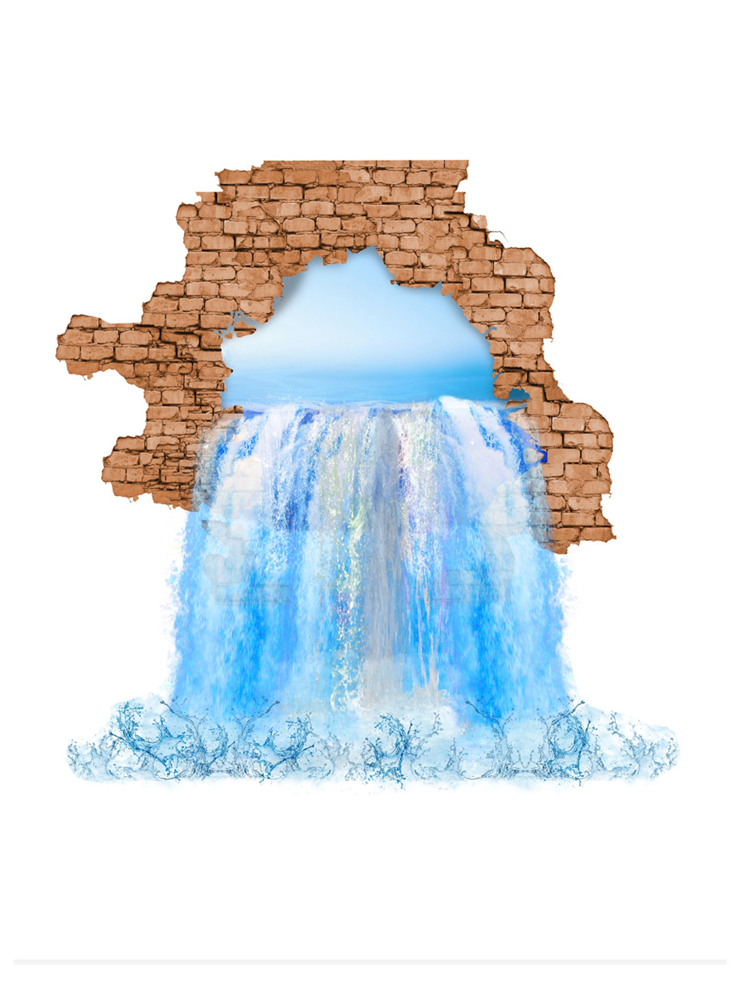 rawpockets Blue Creative Waterfalls Printed Waterproof PVC Vinyl Wall Sticker