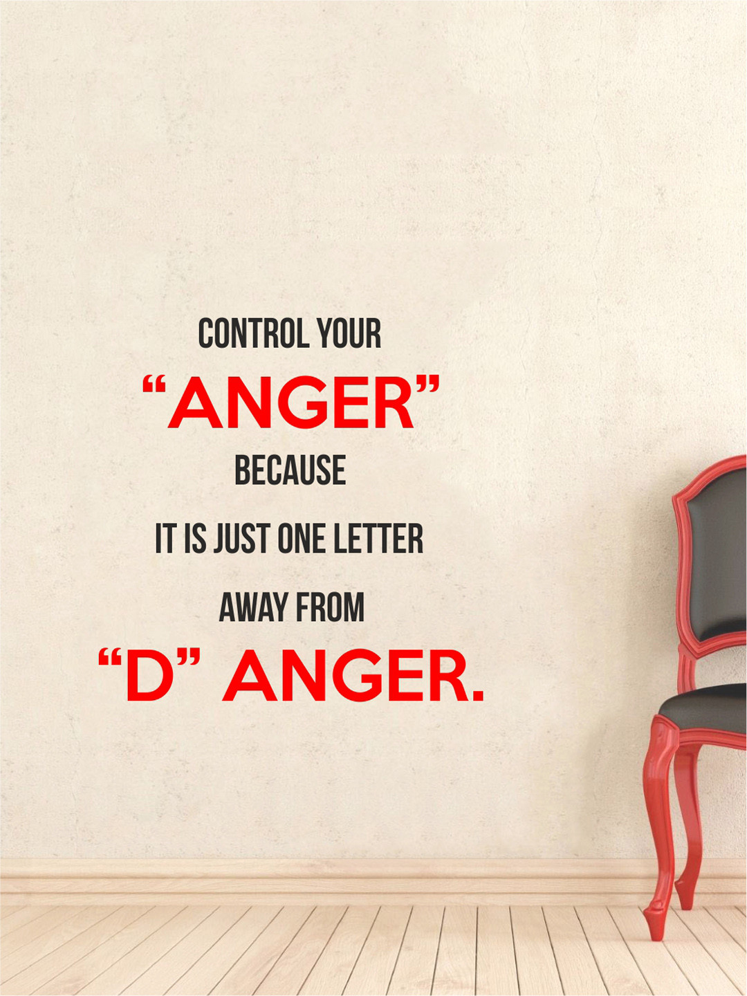 raw pockets Black & Red Control Your Anger Wall Stickers