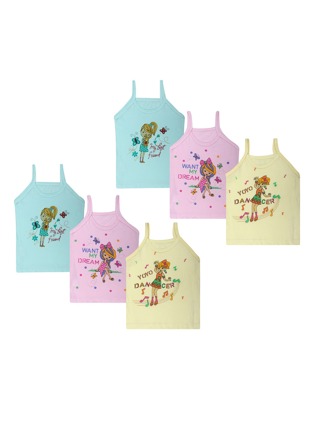 Superminis Infant Girls Pack Of 6 Assorted Innerwear Vests 50049-SMCOGVMU