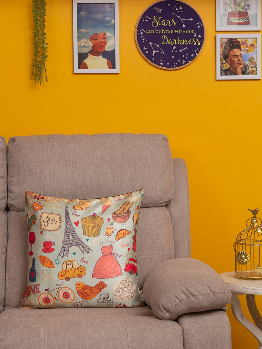 BandBox Paris Conversational Satin Washable Embellished Square Cushion Covers - 16 x 16 In