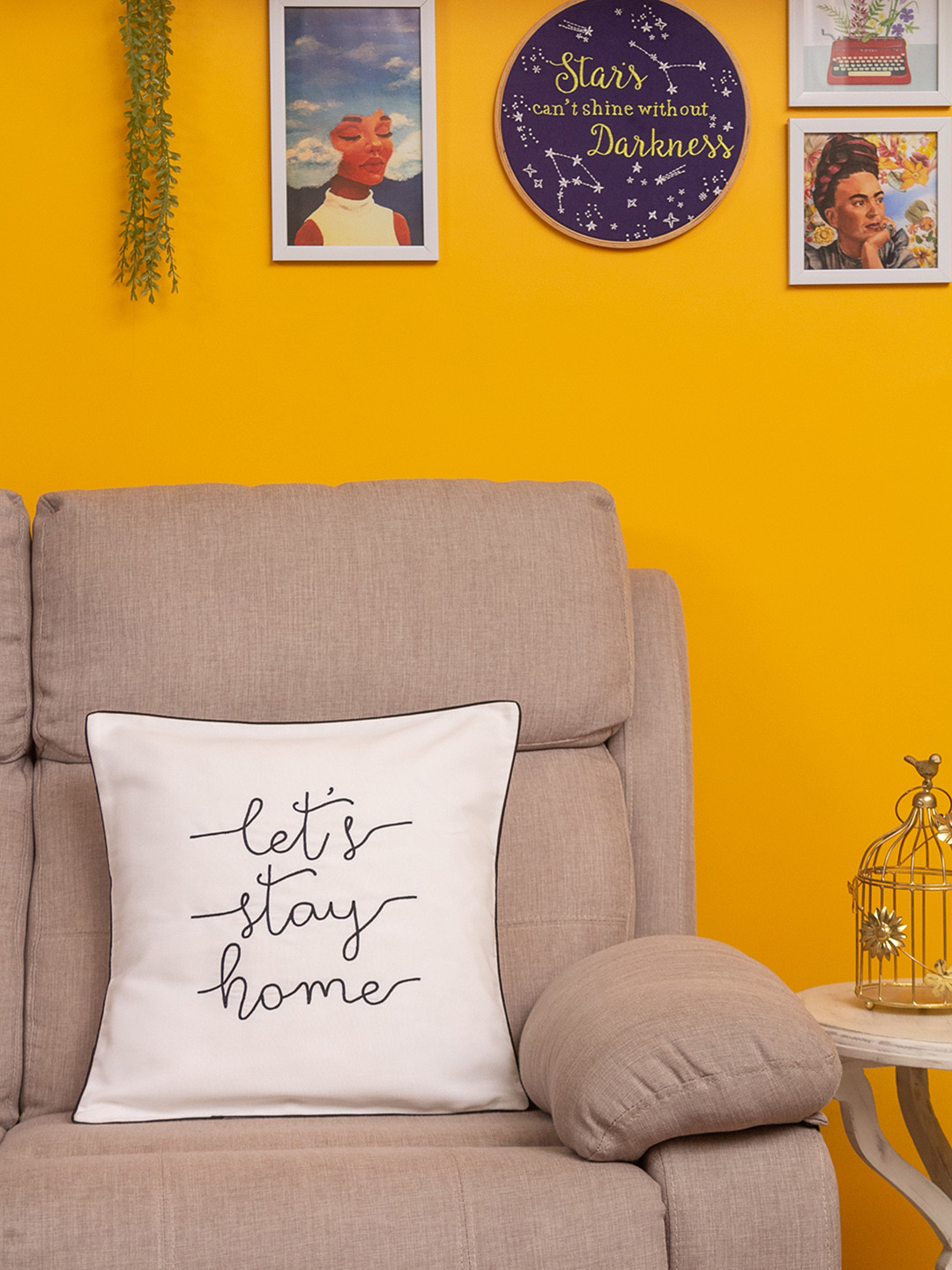 BandBox White Embroidered Square Cushion Covers