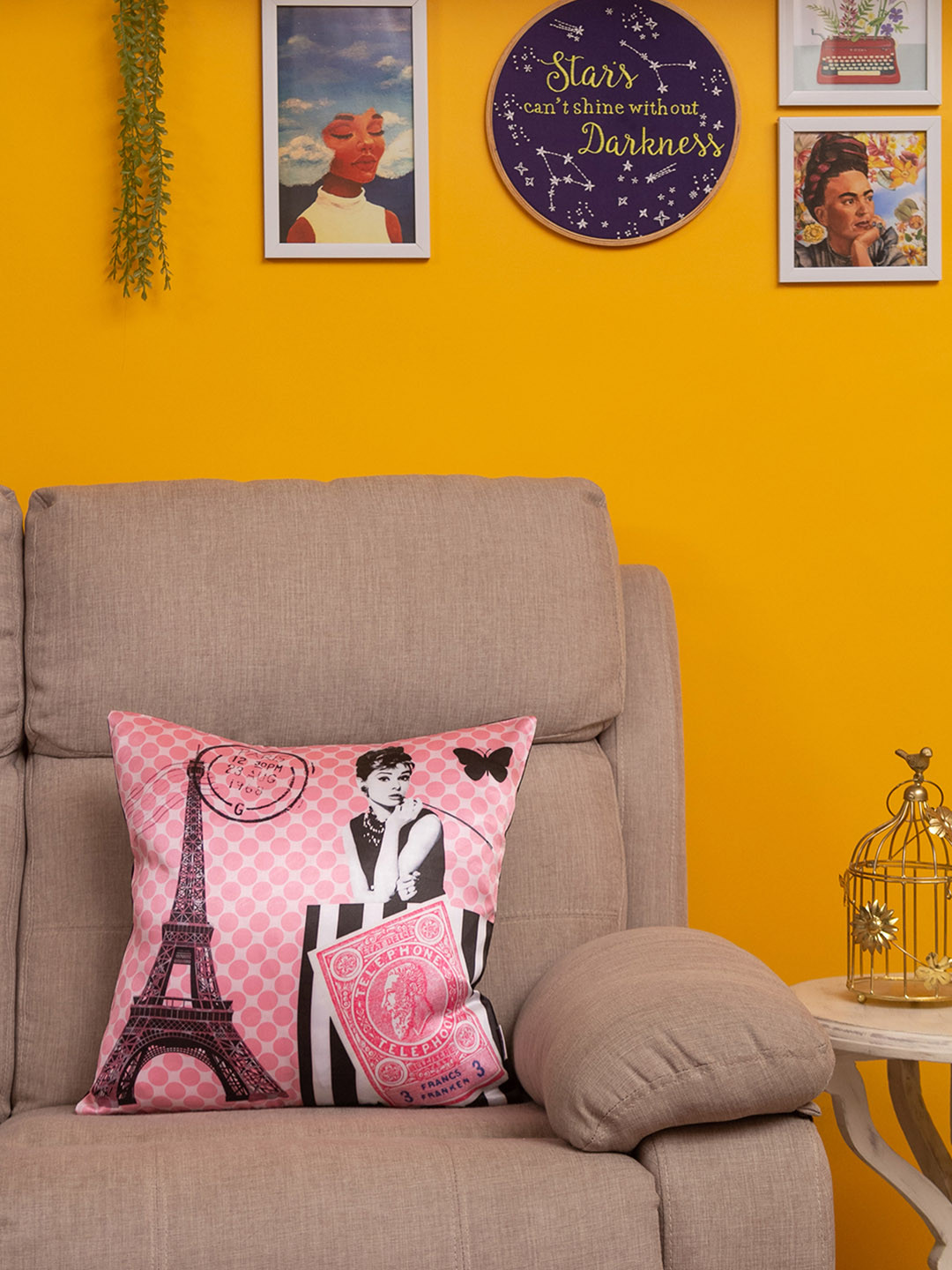 BandBox Multi Quirky Satin Washable Square Cushion Cover -15.7x15.7In