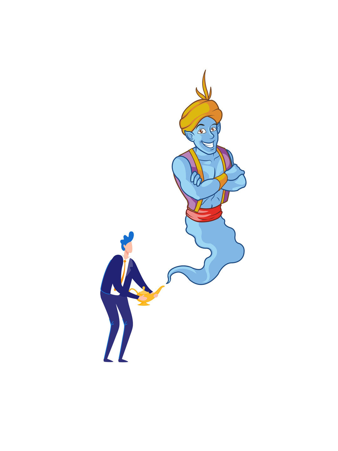 rawpockets Multicoloured Aladdin Lamp and Genie Printed Waterproof PVC Vinyl Wall Sticker