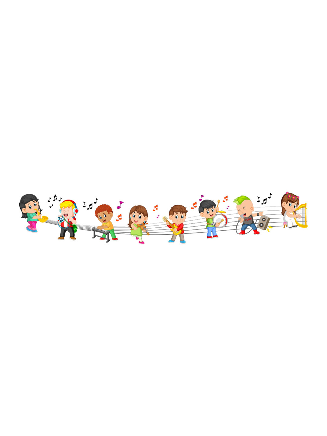 rawpockets Multicoloured Kids Musical Instruments PVC Vinyl Wall Stickers