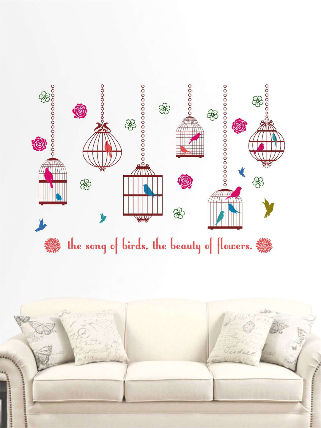 rawpockets Multicoloured Singing Birds Wall Stickers