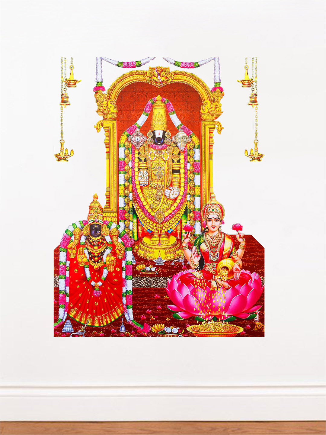 rawpockets Multicoloured Lord Venkateshwara Printed Waterproof PVC Vinyl Wall Sticker