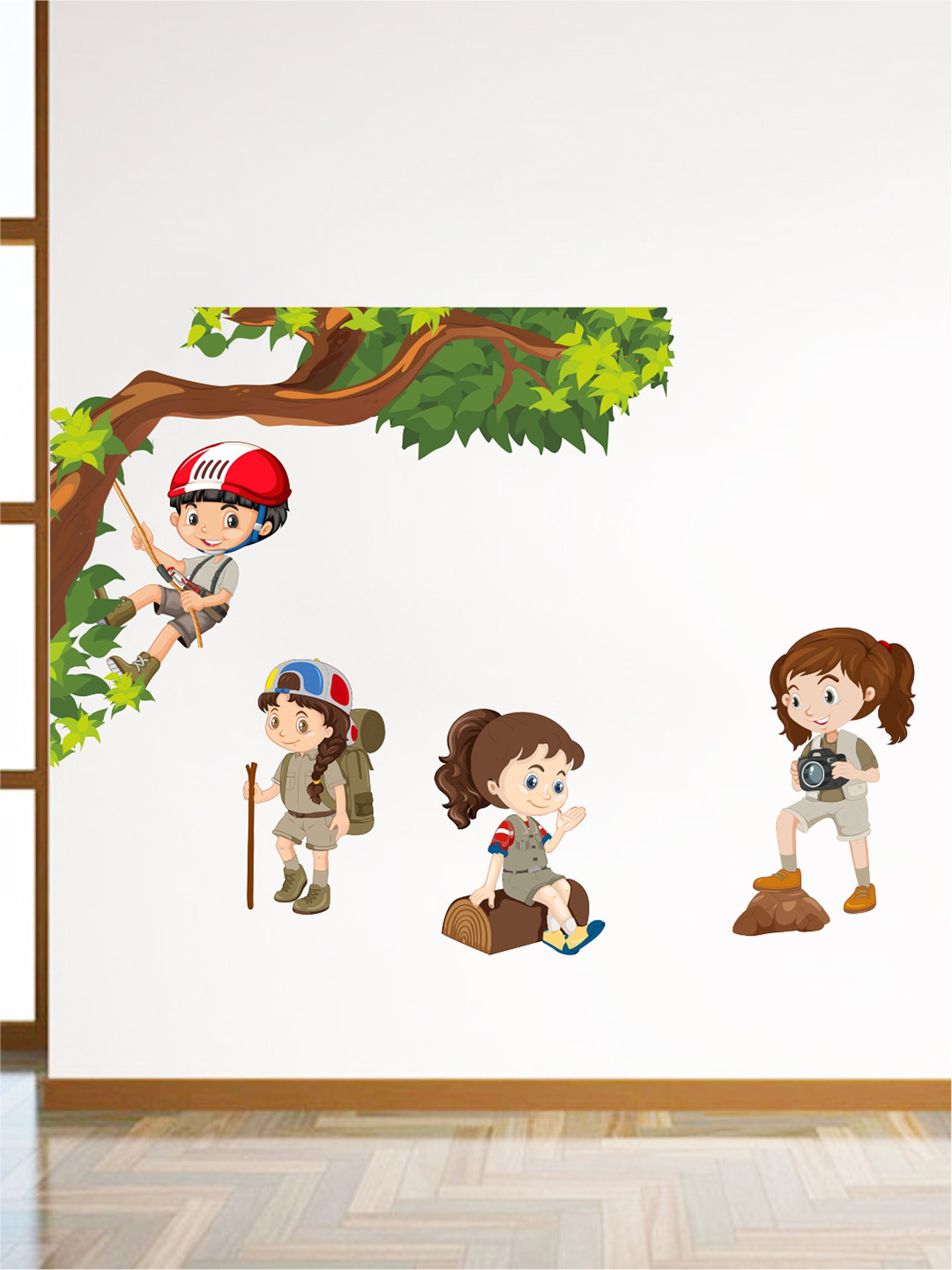 rawpockets Multicolour Kids Trekking Activities Wall Stickers