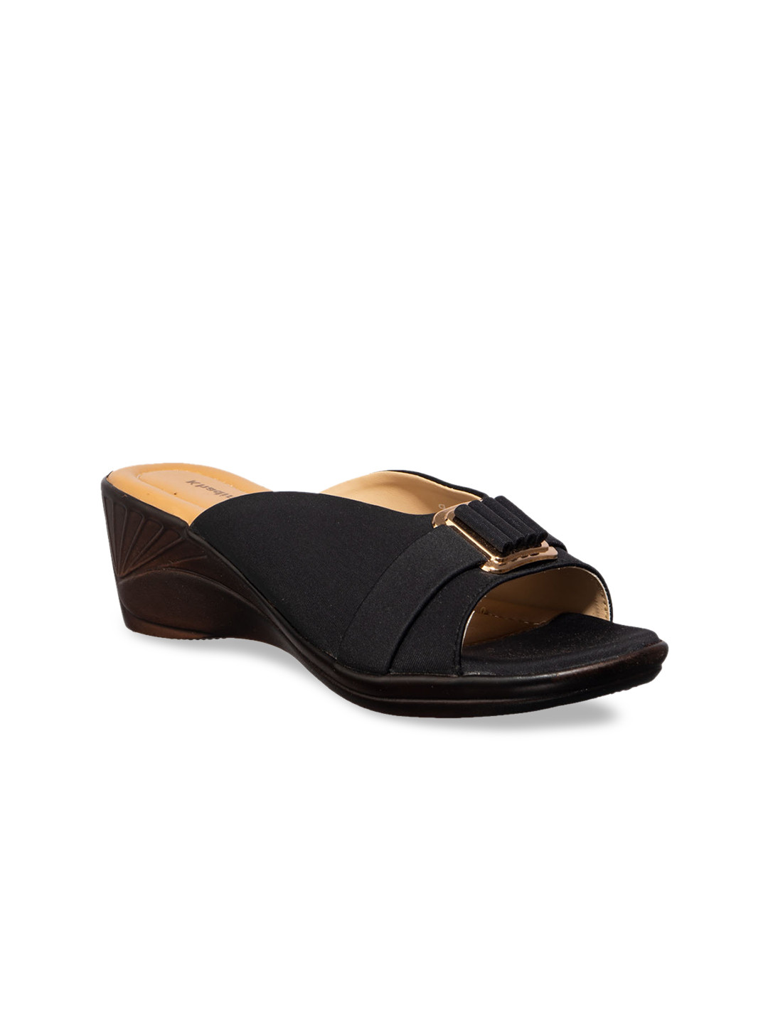 Khadim Black Slip On Wedges Buy Khadims Women Black Solid Wedge