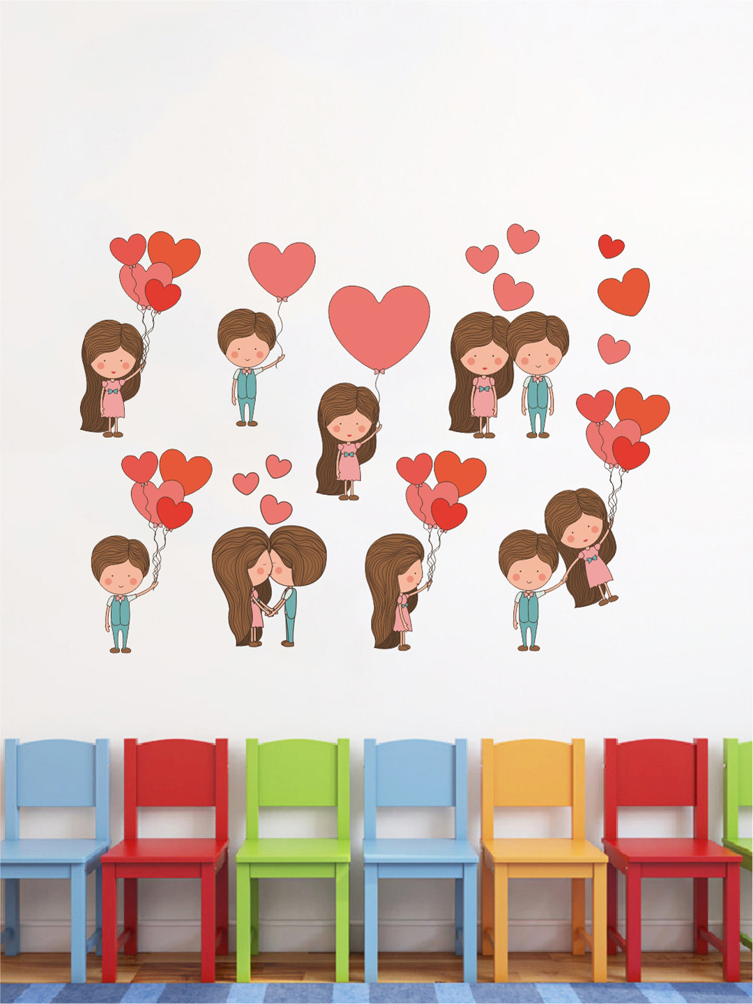 rawpockets Multicolour Love Couples Wall Stickers