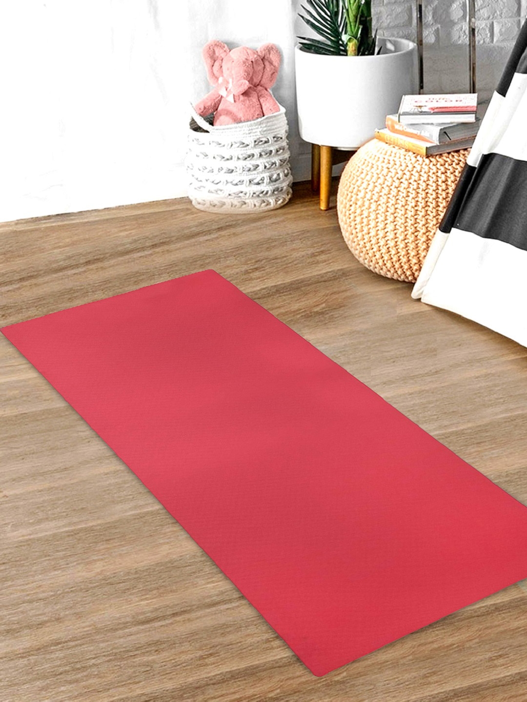 Kuber Industries Red Solid 4 mm Extra Thick Yoga mat for Gym Workout and Flooring Exercise