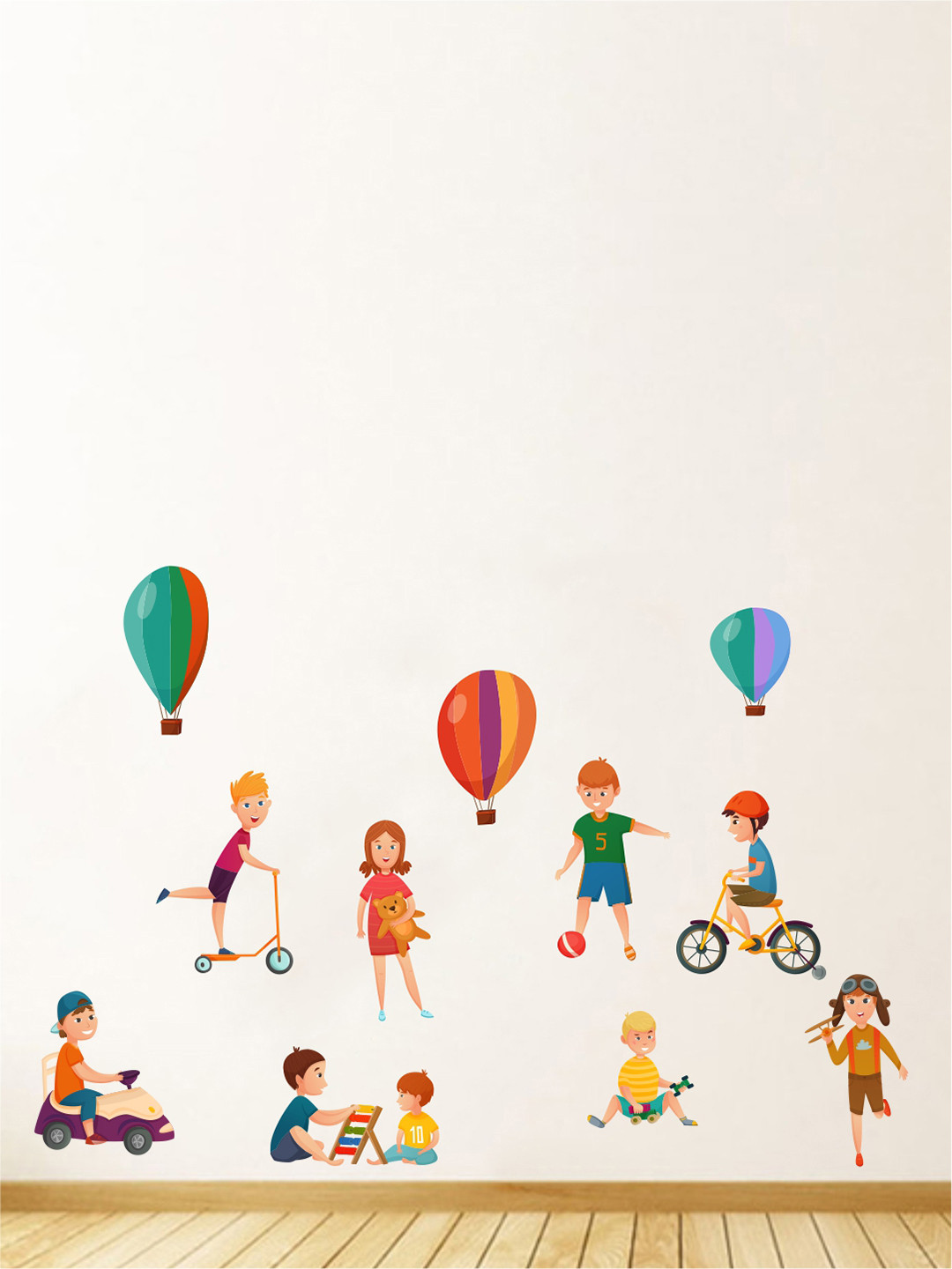 rawpockets Multicolour Kids Playing Activities Wall Stickers