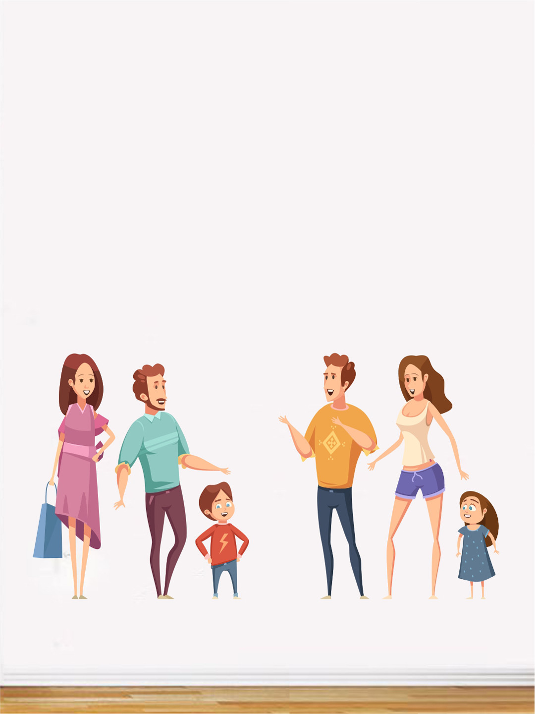 rawpockets Yellow & Blue Friends With Family PVC Vinyl Wall Stickers