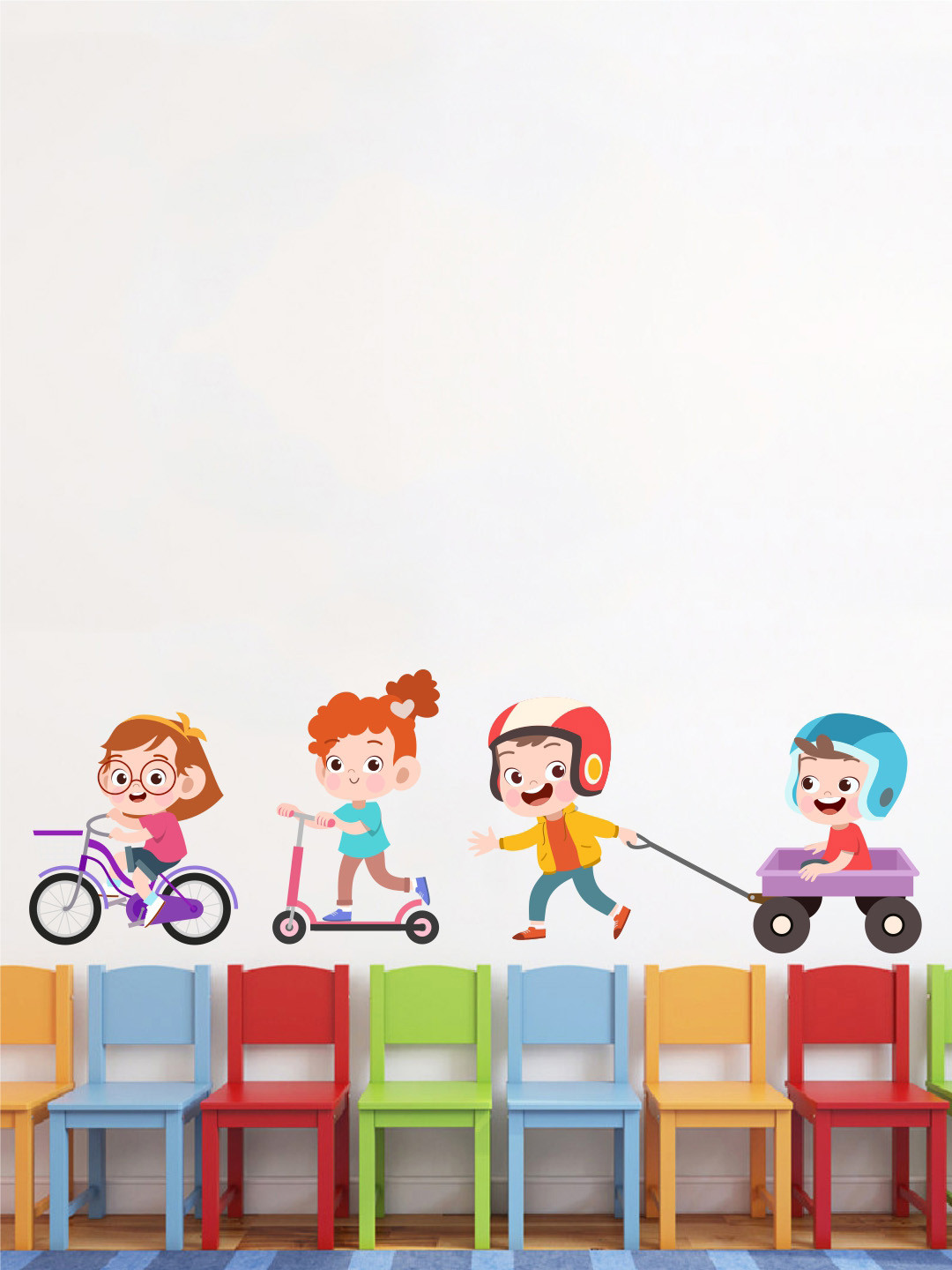 rawpockets Kids Multicoloured Skating Wall Stickers